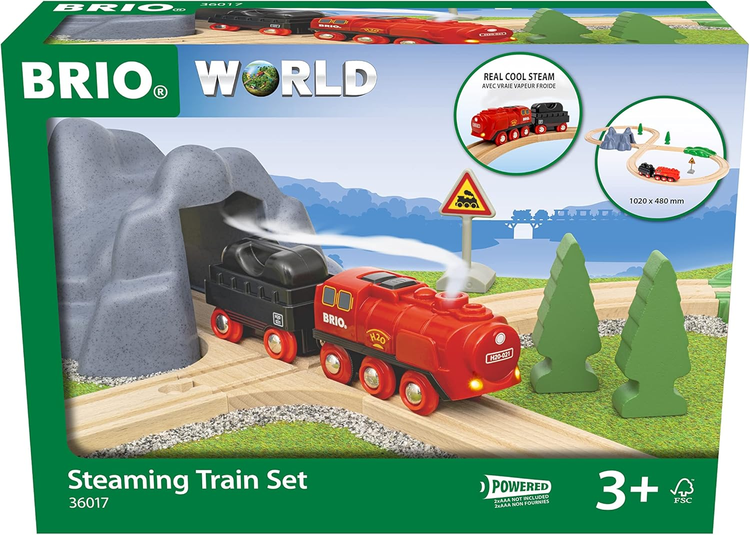 BRIO World 36017 Wooden Train Set &ndash; Steaming Engine with Real Cool Steam, Track & Tunnel &ndash; Toy Train Set &ndash; Ages 3+ image number 3