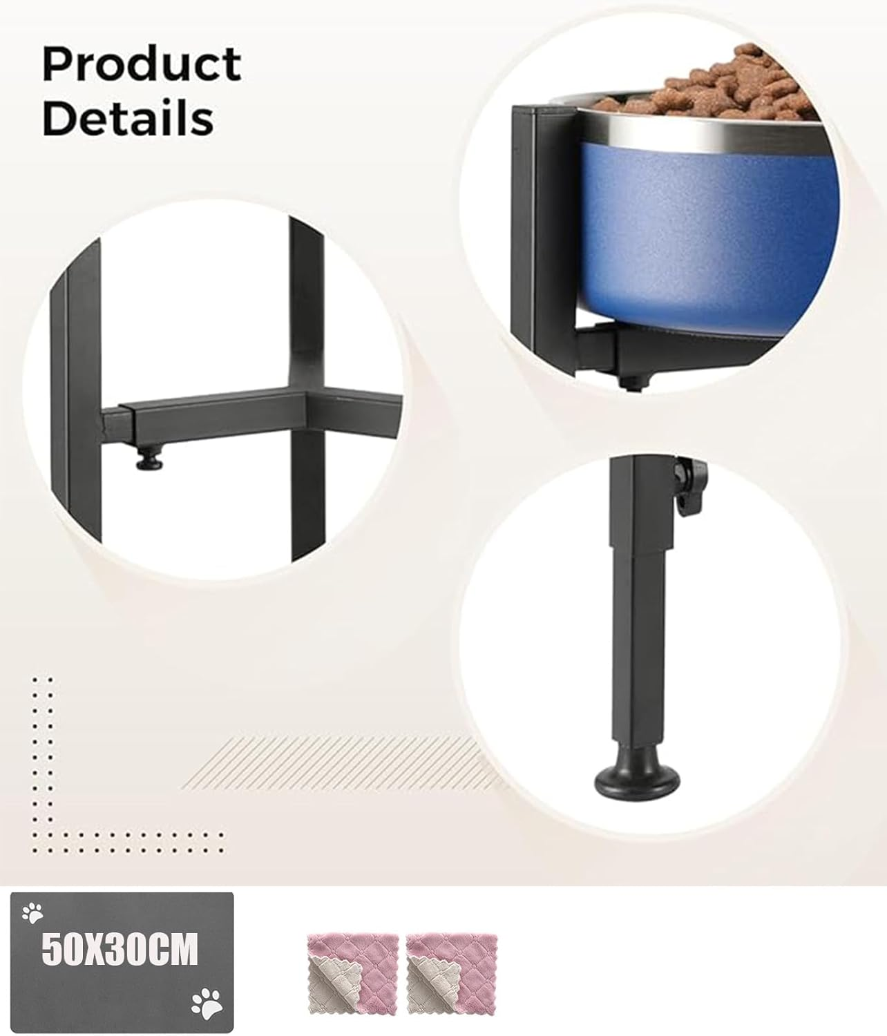 Dog Bowl Stand,Adjustable Elevated Dog Bowl Stand,Metal Canine Feeder Base, Pet Water and Food Container Platform, Pet Bowl Holder for Large, Medium & Small Dogs (Single Bowl Holder) image number 1