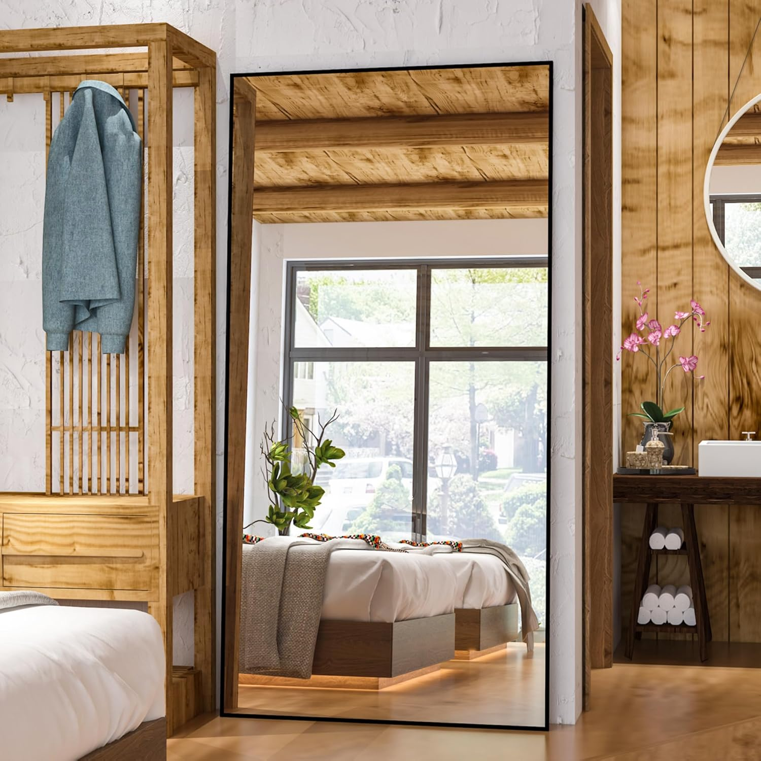 CASSILANDO Oversized Full Length Mirror, 180 * 80Cm Extra Large Floor Standing Mirror with Aluminum Alloy Frame for Bedroom image number 4