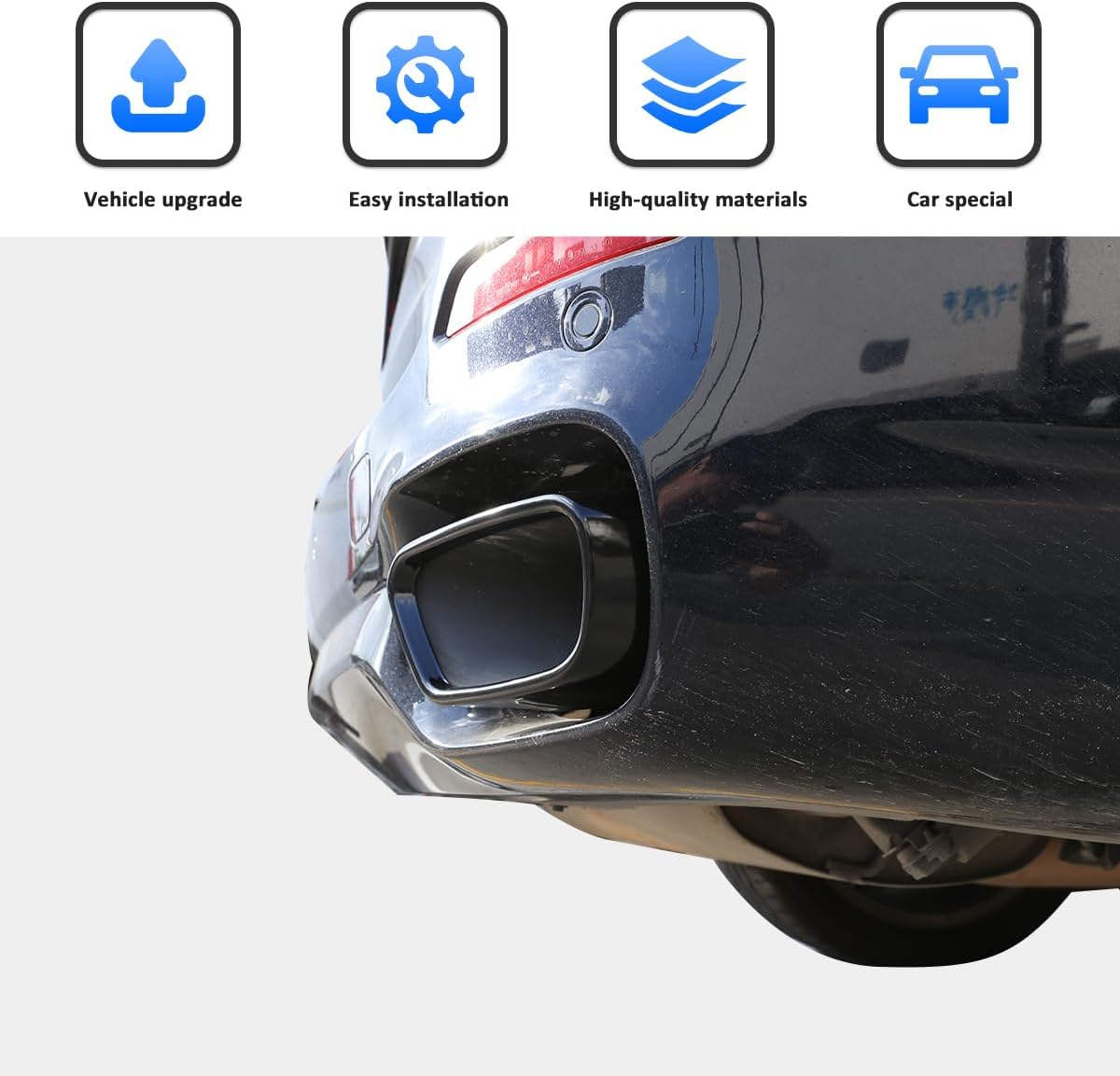 YIWANG Black Stainless Steel Tail Throat Vent Decorative Car Accessories for BMW X5 F15 X6 F16 2014-2019(Suitable for M Sports Version) image number 6