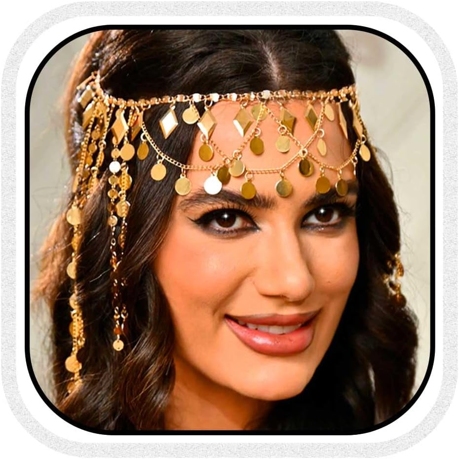 Fashband Gold Sequin Tassel Headband Festival Costume Headpiece Hair Accessories for Women image number 4