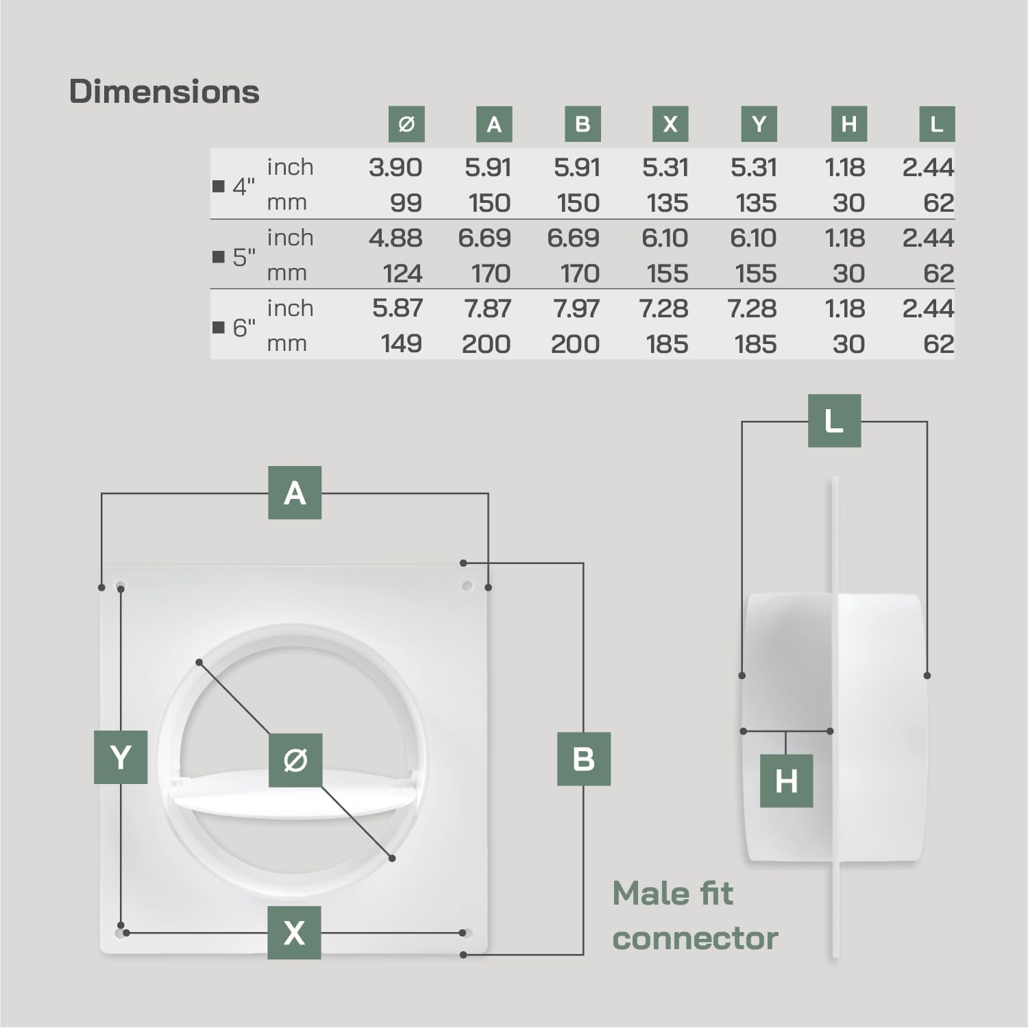 Vent Systems 6" Inch Air Vent Duct Connector Flange Straight Ventilation Pipe Plastic Ducting Connector Plate for Cooling Heating Ventilation System HVAC with Valve image number 4