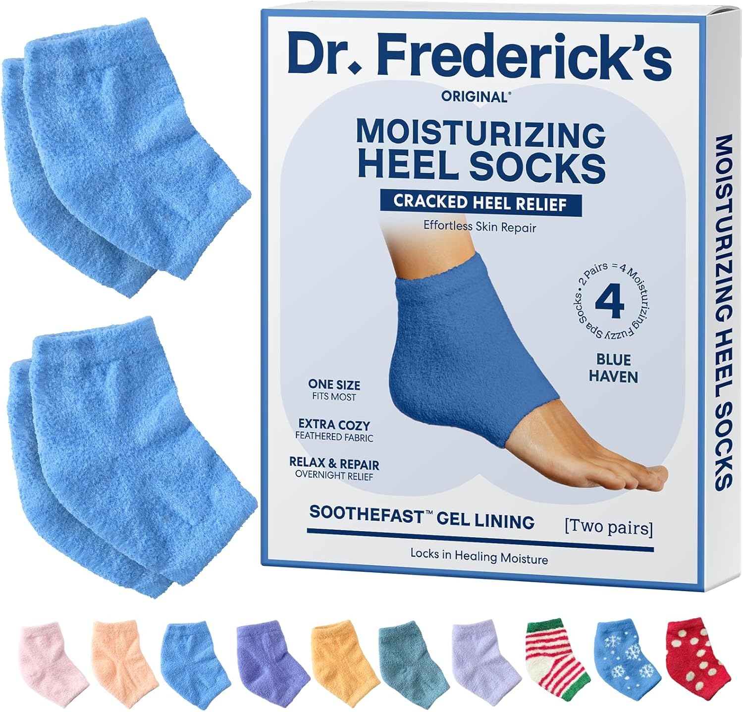 Dr. Frederick'S Original Moisturizing Fuzzy Heel Socks - 2 Pairs - Cozy Gel-Lined Sleep Socks for Women & Men - Soothes Dry, Cracked Feet - Heel Repair - Lilac Leisure