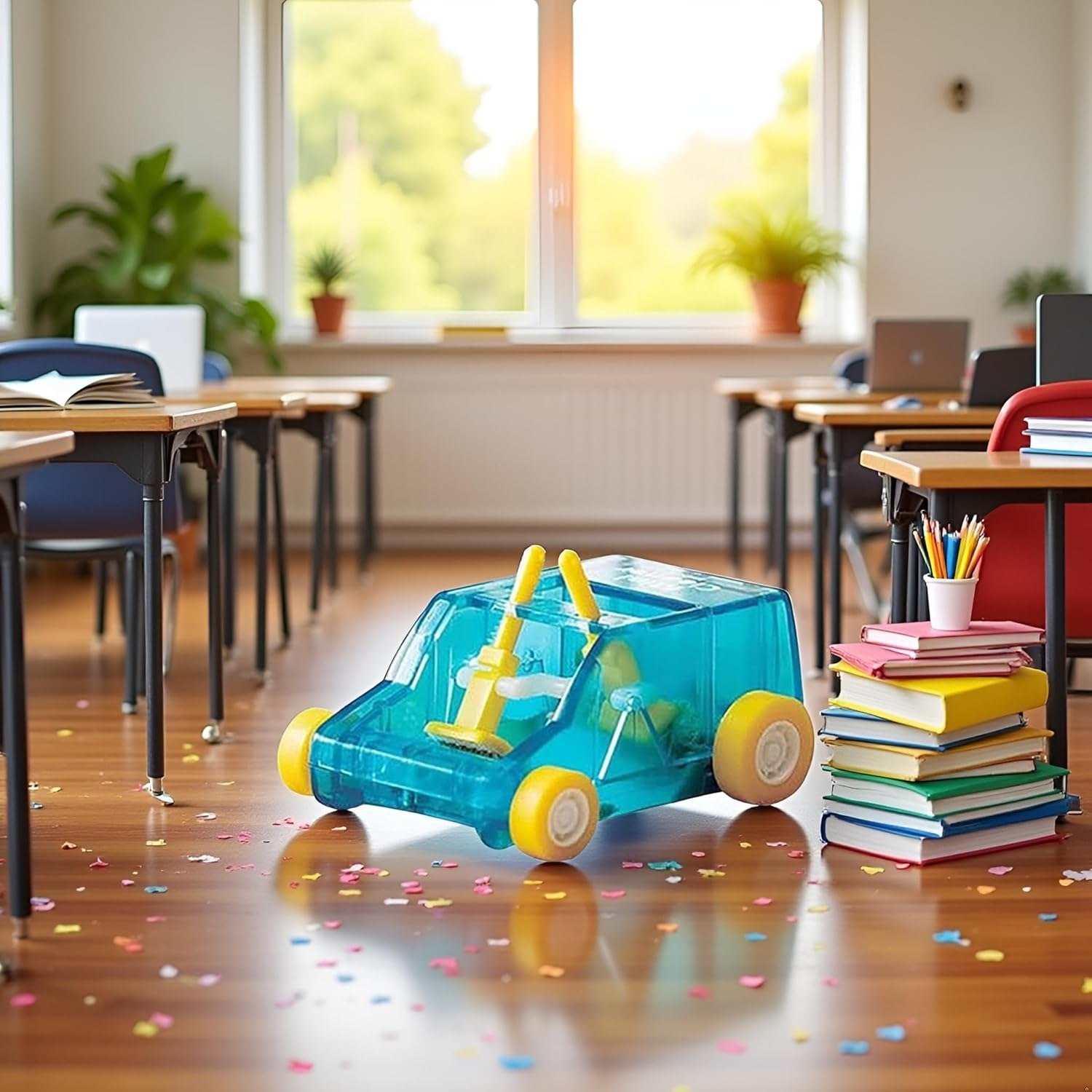 1Pc Random Color Desktop Mini Cleaner and Dust Sweep, Car Table Dust Cleaning Trolley Keyboard Confetti Pencil Eraser Dust Sweeper Deft Processed Computer Vacuum Cleaners image number 1