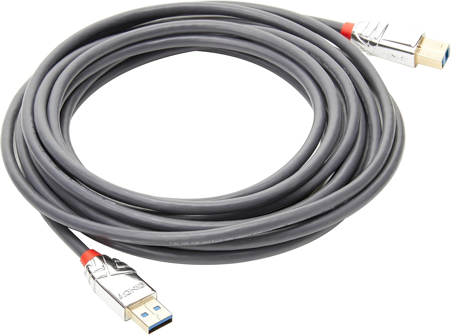 LINDY 5M USB 3.2 Type a to B Cable, 5Gbps, Cromo Line image number 4