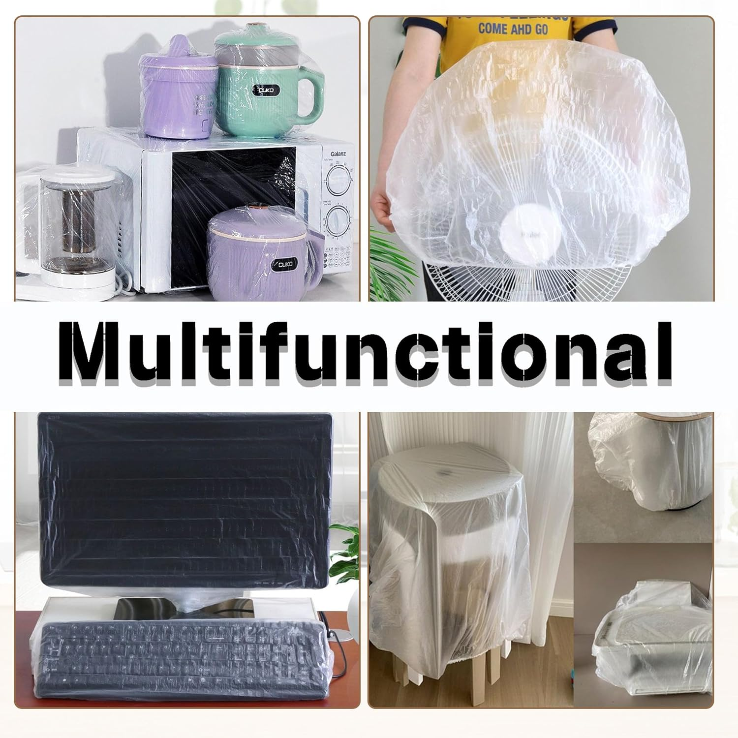 60PCS Clear Kitchen Appliance Covers - Dust Cover Thickened Disposable Blender Covers with Elastic for Small Appliance, Oven, Pressure Cooker, Toaster, Air Fryer, Instant Pot(S, M, L) image number 2