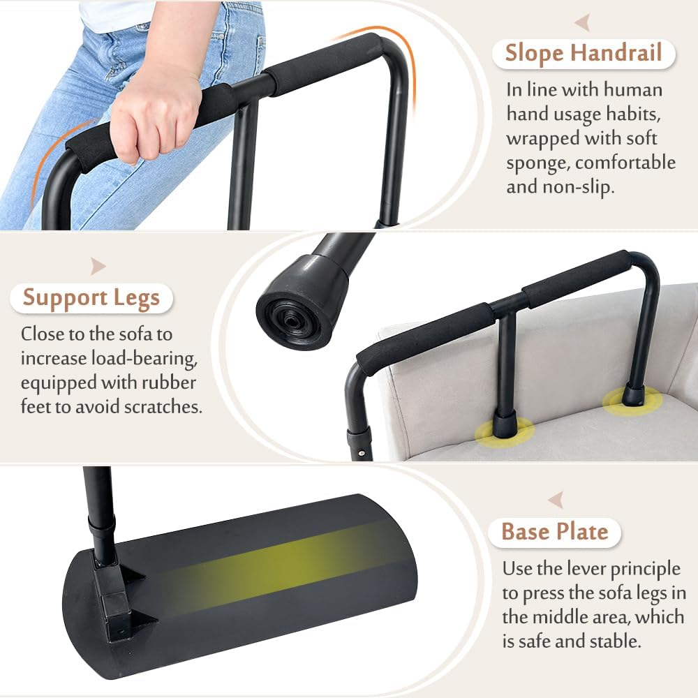 Mybow Couch Cane, Stand up Assist Bar, Chair Lift Assistance Device for Seniors Elderly Sit to Stand, Couch Standing Rail Grab Bar, Daily Living Mobility Aid for Disabled Handicap image number 2