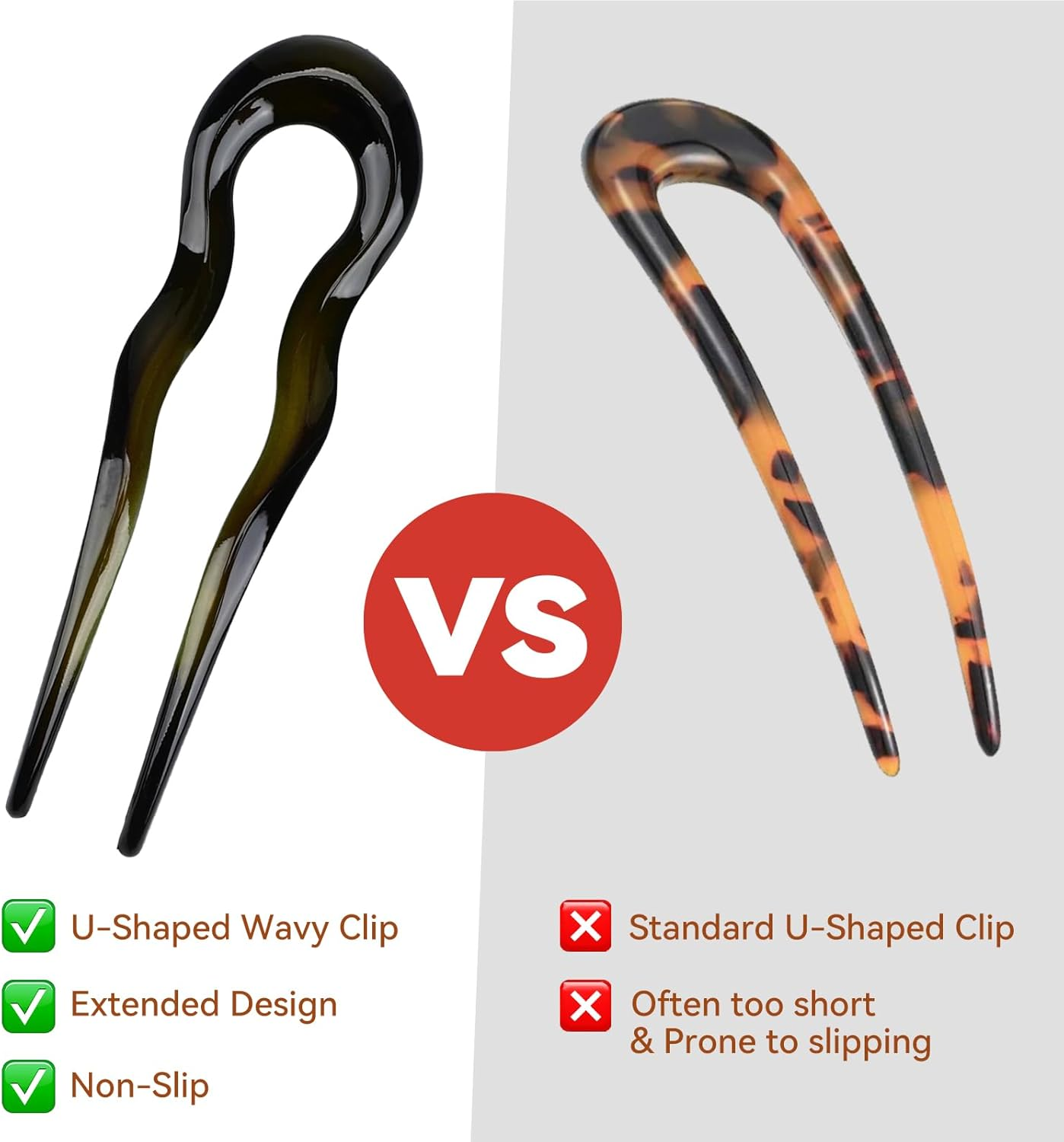 ONBPIY French Hair Pin 3 Pcs U Shaped Hair Pins for Women Updos Buns Hair Clip Hairstyle Accessories for Thin Thick Hair