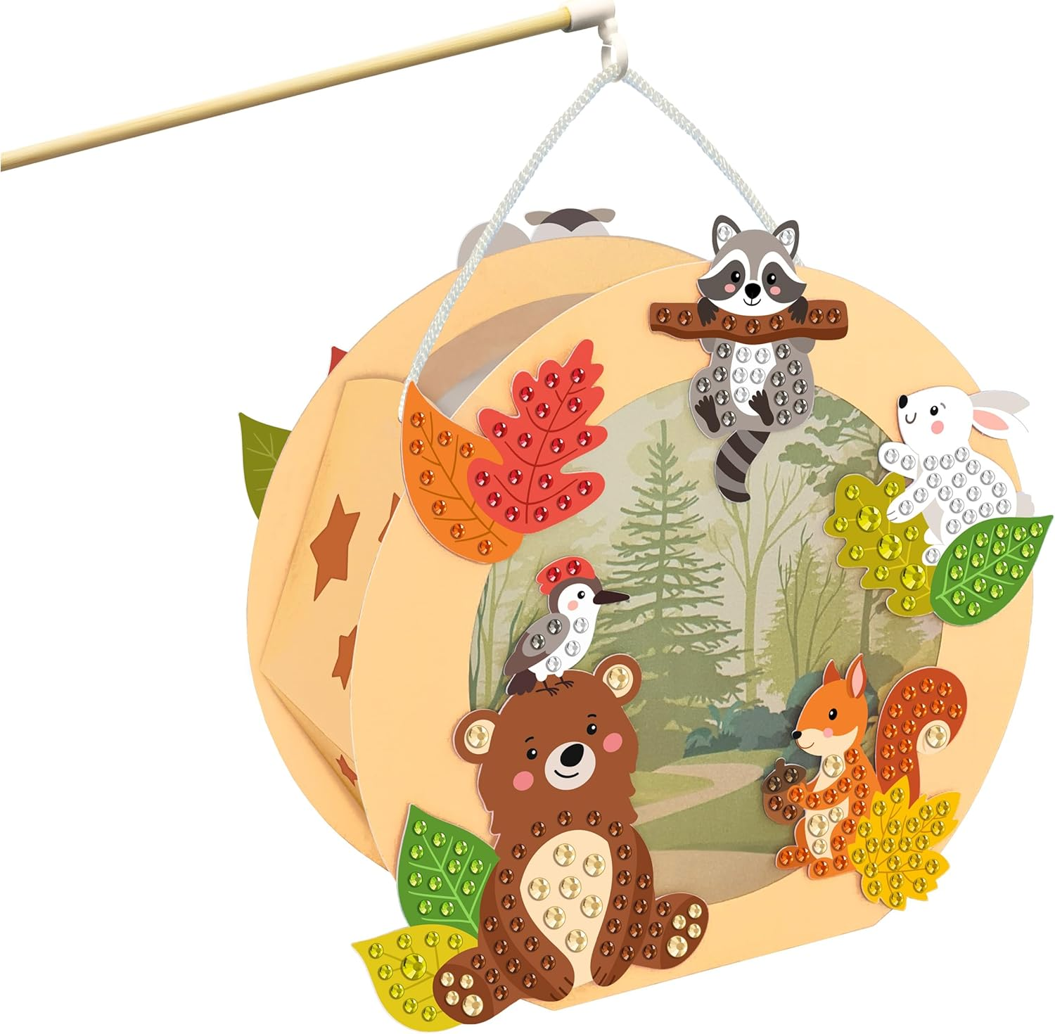 Ursus 1882 00 02F Diamond Painting Lanterns Craft Set Forest Animals, Approx. 20 X 18.7 X 8 Cm, with Rhinestones, for Lantern Crafts, DIY Craft Set for Lantern Parade and Decoration image number 2