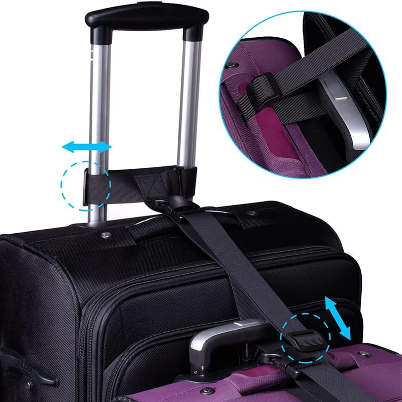 2 Pack Add a Bag Luggage Strap - Heavy Duty Adjustable Suitcase Belt Attachment - Travel Accessories for Connecting Your Luggage Together (Black) image number 6