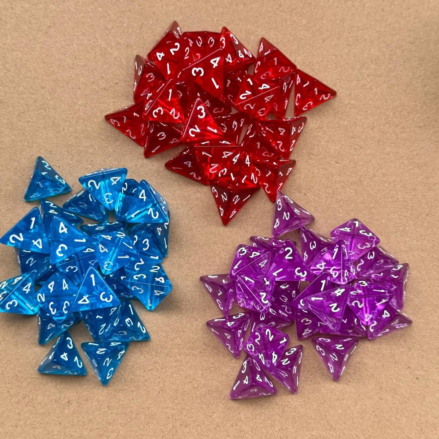 25 Count Pack of 4 Sided Dice Role Playing Game Dices Acrylic Polyhedral Dice Set D4 16Mm, Red - Red image number 2