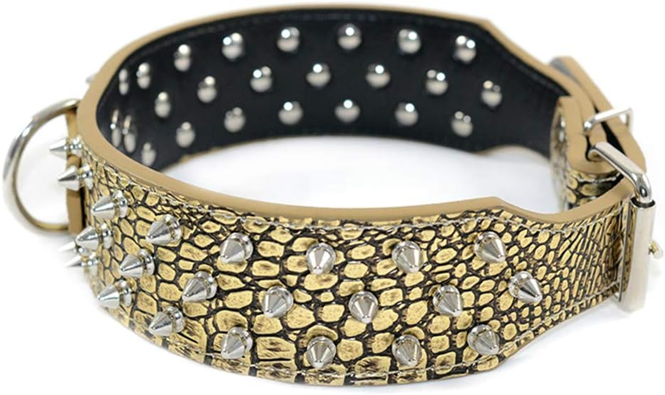 New Dog Leather Collar Non-Sharp Spikes Studded Adjustable Collar Gold Brown S M L (Small) image number 2