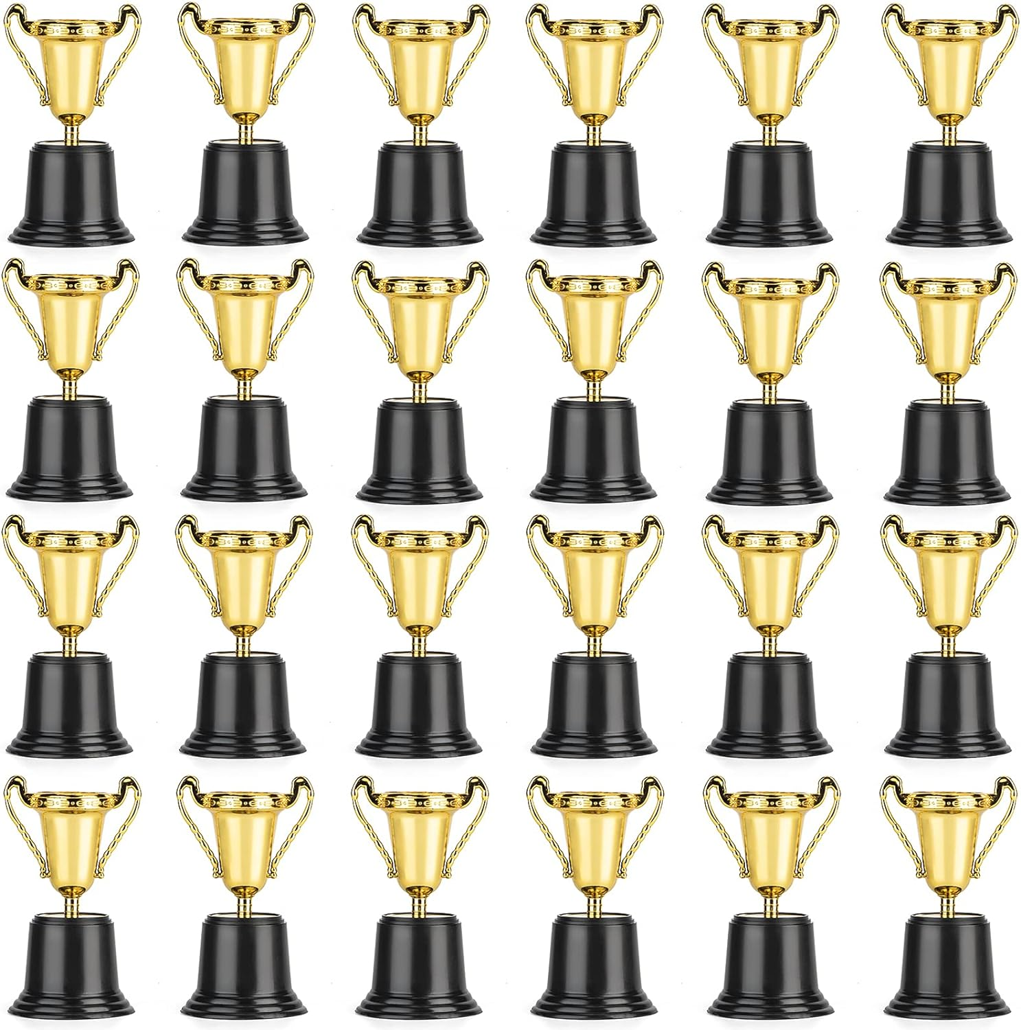 24 Pack Gold Award Trophy, 5 Inch Plastic Golden Mini Trophies Cup for Halloween Party Favors, Kids Classroom School Rewards, Competition or Celebration Awards Props, Sports Tournament Winning Prizes image number 1