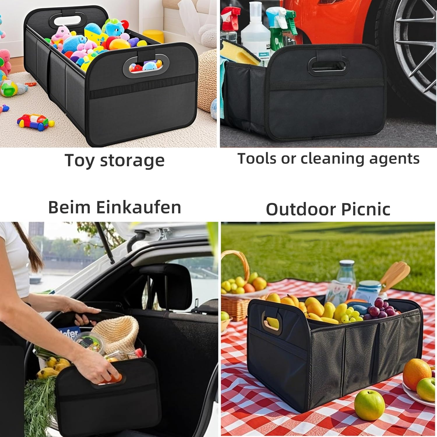 H&C&X 2025Trunk Organizer for Car, Portable Car Boot Tidy Foldable Waterproof Auto Storage Bag Cargo Trunk Groceries Organizer, Auto Accessories Universal for Suv/Truck/Van/Sedan (Black) image number 5