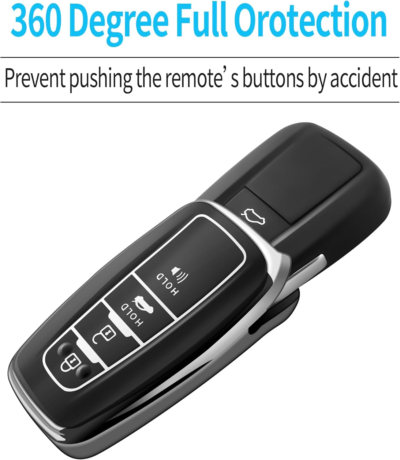 Tukellen for Toyota Key Fob Cover with Keychain Special Soft TPU Key Case Protector Compatible with 2018-2020 Toyota RAV4 Camry Avalon C-HR Prius Corolla(Only for Keyless Go)-Silver image number 1