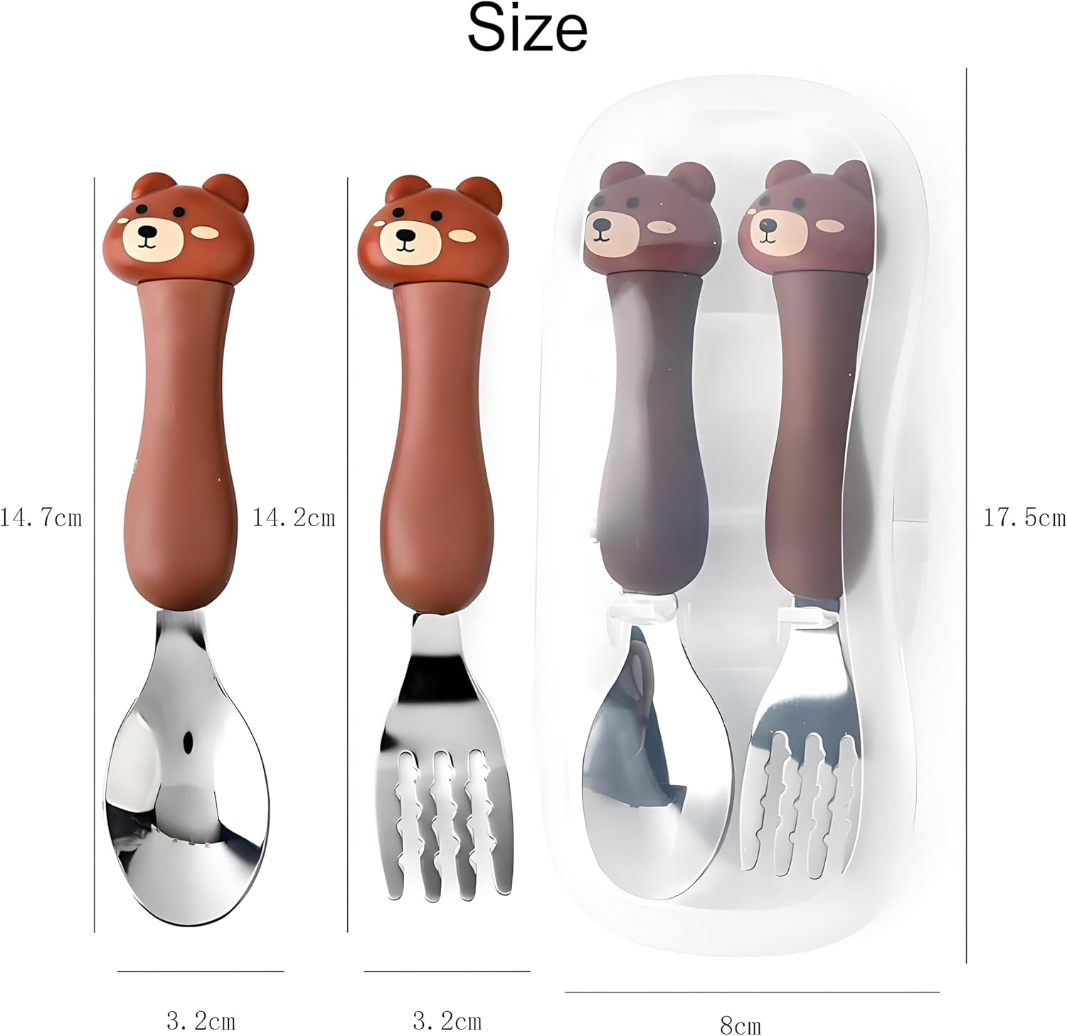 2 Piece Travel Carry Set,Portable Tableware for Children,Toddler Spoon & Fork Set with Travel Case image number 3