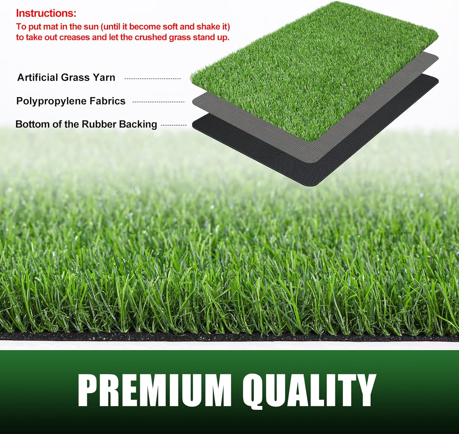 TREETONE Artificial Grass Door Mat, Thick Turf Grass Indoor/Outdoor Rug, Perfect for Entryway, Patio Lawn Synthetic Doormat, Dog Realistic Grass Mats, 24X35 Inches image number 5
