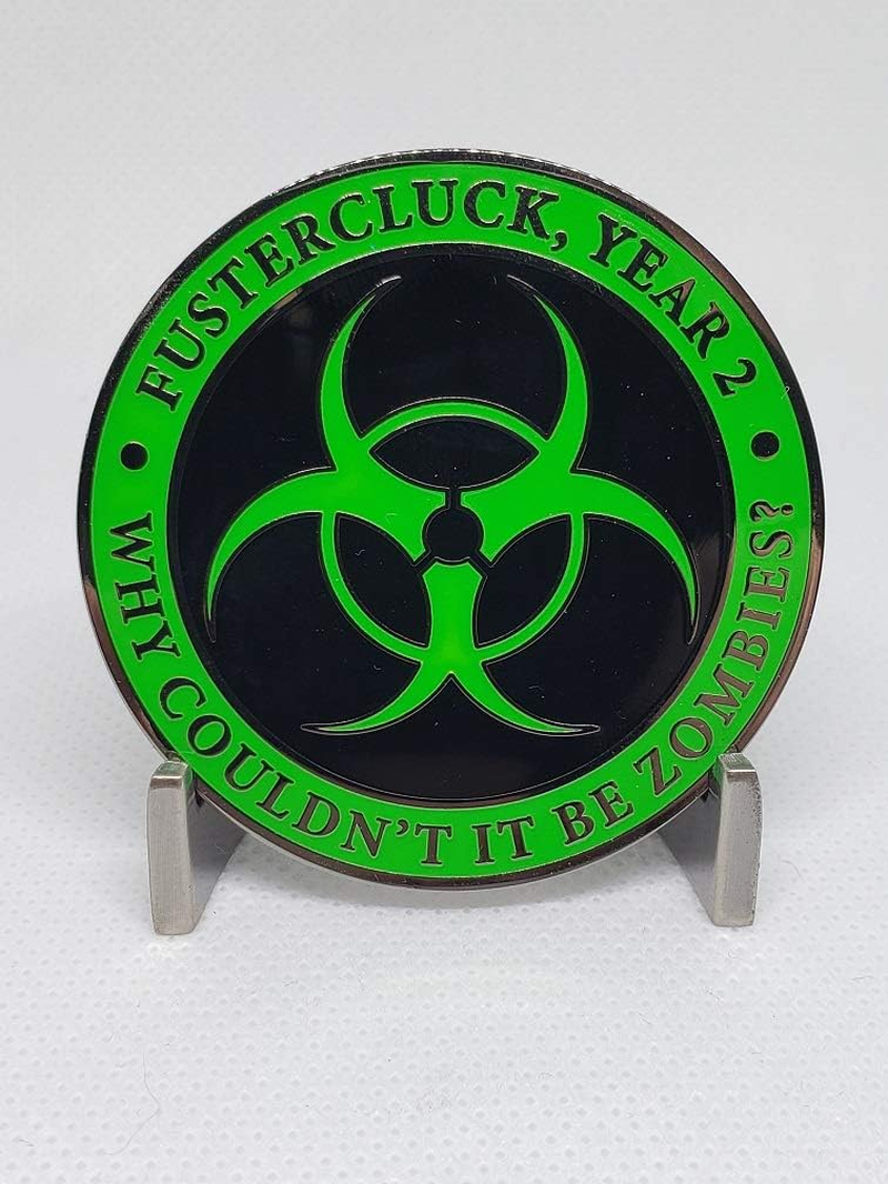 2021 Operation Global FUBAR -Glowing- Challenge Coin - Essential Worker Cluster Enduring Clusterfuck