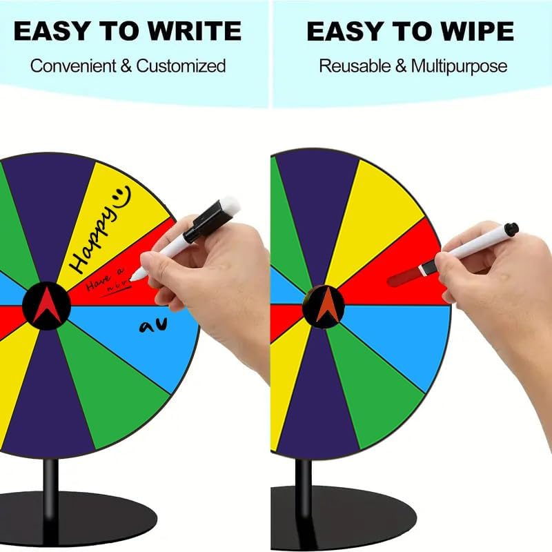 Prize Wheel 8 INCH Tabletop Roulette Wheel of Fortune Spin with Dry Erase Marker for Engaging Home Parties, Trade Show, Carnival Events,Party Birthday Wedding Housewarming image number 2