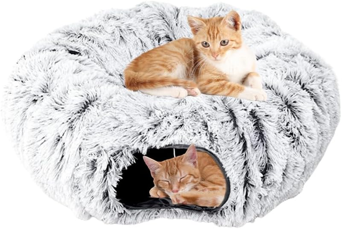 CEWROM Plush Cat Tunnel, Cat Bed for Indoor Cats, Cat Tunnel XXL Large Cats with Sleeping Area, Rustling Tunnel for Cats, Cat Tunnel XXL Ultra Soft round Doughnut Shape, Cat Toy Grey image number 4