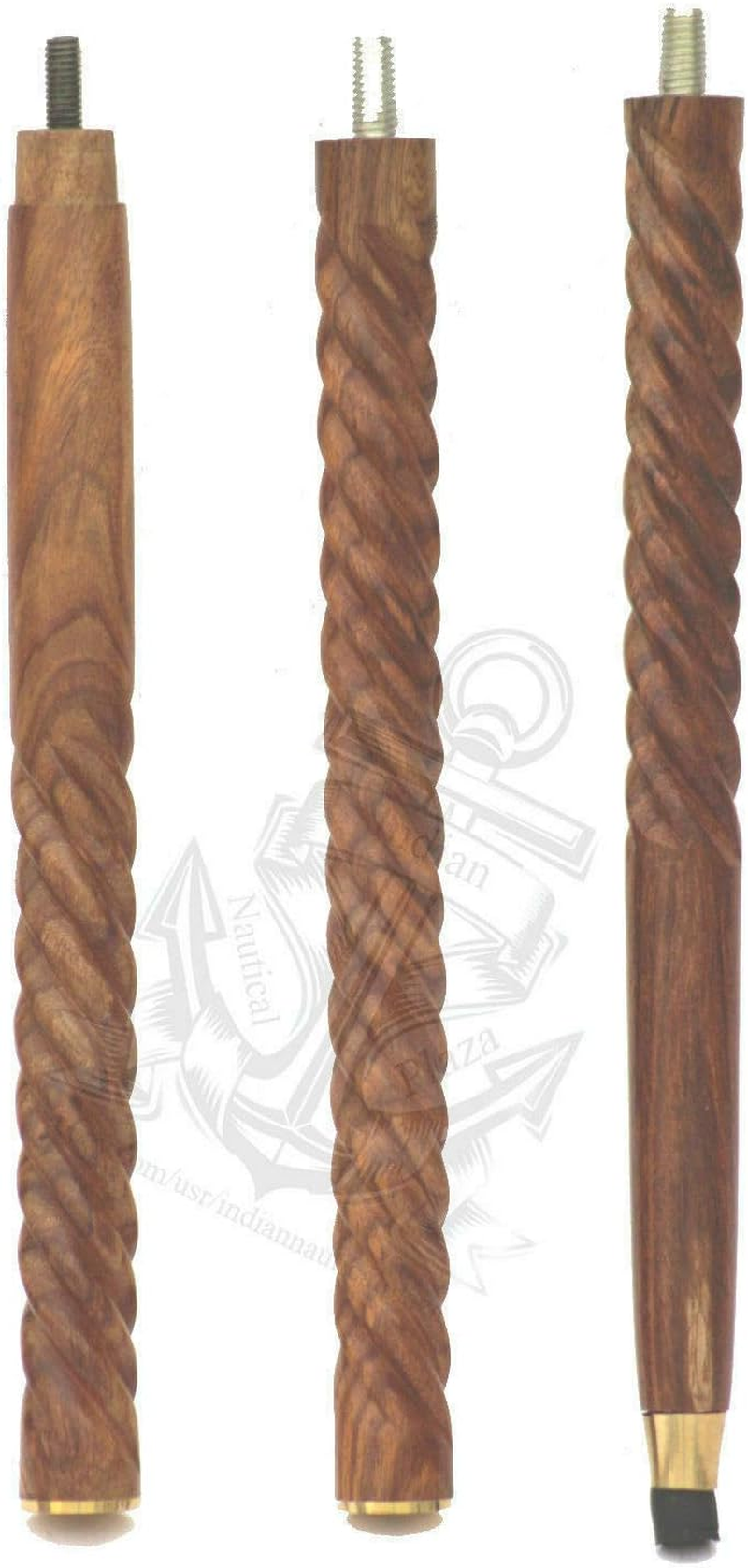 HANDMADE VINTAGE ART Walking Stick Wood & Metal Mens Walking Canes Spindle Shaft Wooden with Brass Anchor Handle Brown image number 2