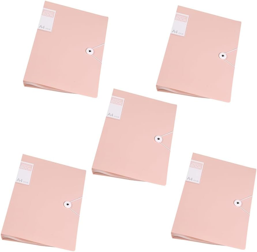 Betterlifewj 5Pcs File Folder, 60 Pages File Bag A4 Transparent Binder File Folder Beige Document Folder for Office and School Supplies(Large) image number 3