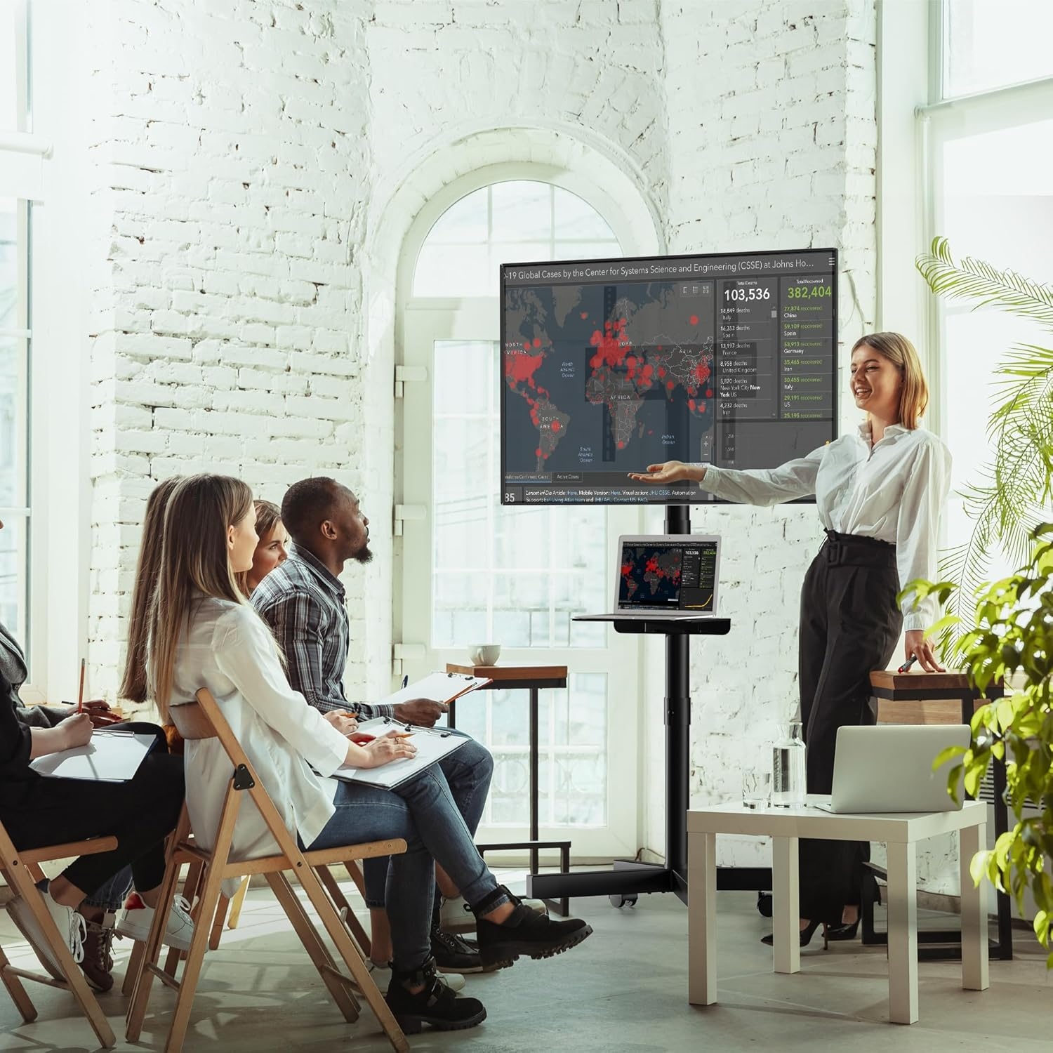 BONTEC Mobile TV Stand, Tilt Rolling TV Cart with Media Shelf & Locking Wheels, Fits 23-60&rdquo; LED, LCD, OLED Flat Curved Tvs, Max VESA 400X400Mm (Black) image number 2