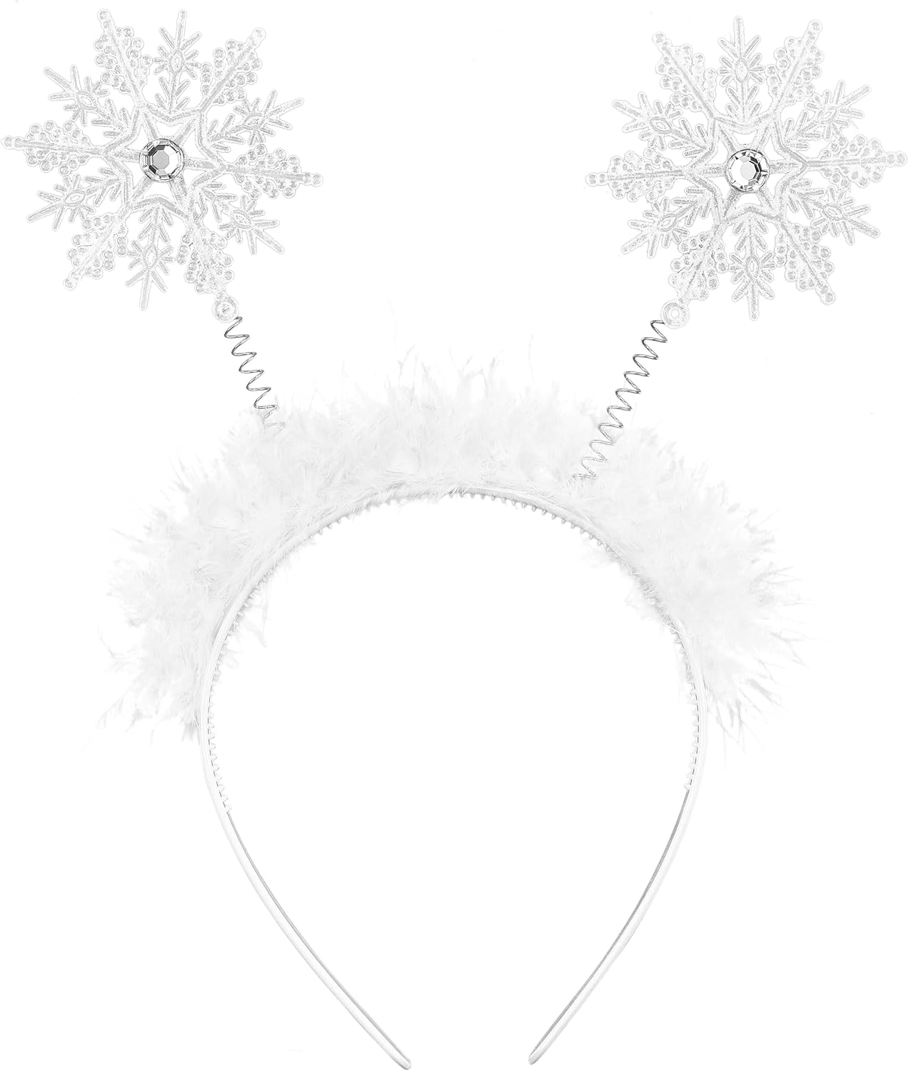 Balinco Snowflake Headband, Christmas Hair Band, Winter Hair Accessories, Women, Plush Headband, Carnival, Fancy Dress, Girls, Halloween, Theme Party, Cosplay, White