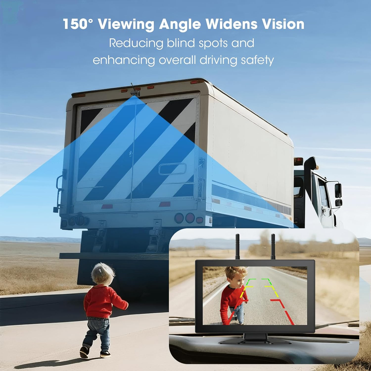 4 Magnetic Solar Wireless Backup Camera System: Easy Setup Trailer Camera Wireless with HD1080P 10.1" IPS Touchscreen 15,000Mah Rechargeable Camera for Truck,Tractor,Excavator,Caravan,Skid Steer image number 5