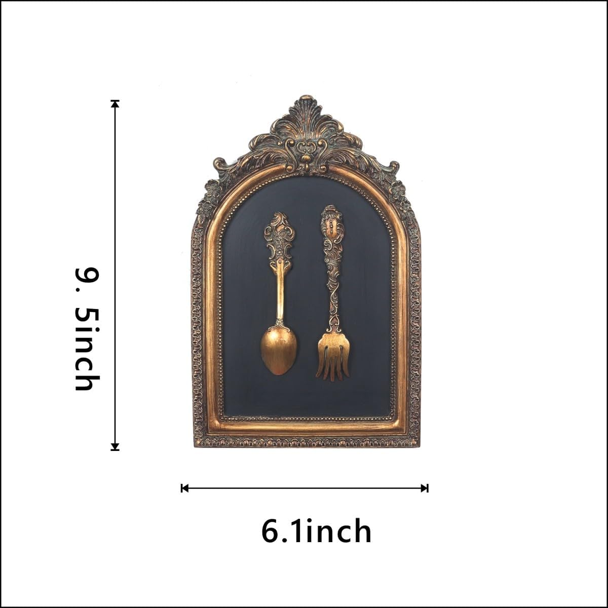 S-MANTIS Vintage Wall Sculpture,Antique Pediment,Hallway Wall Art, Hand Painted Wall Decoration with Embossed Intricate Spoon and Fork Design, Arched Aesthetic Room D&eacute;cor, Gallery, Unique Gift - Antique-Spoons image number 7