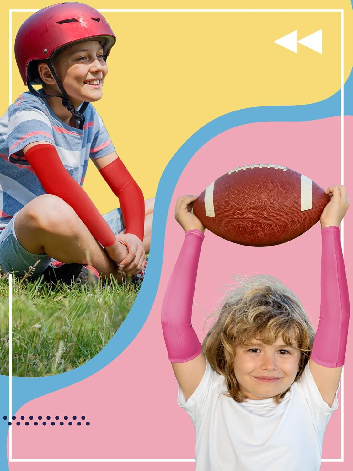 Xuhal 10 Pairs Arm Sleeves for Kids Arm Compression Sleeves Baseball Sleeve UV Sun Protection Cooling Sleeves - Cute Color image number 2