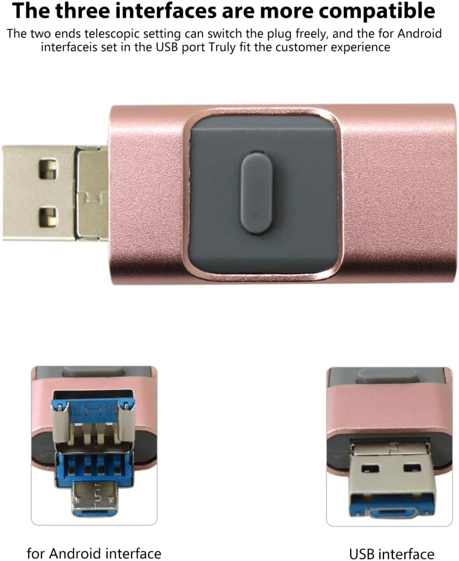 Weistiy 64GB USB 3.0 Flash Drive Thumb U Disk Storage Memory Stick for Iphone/Ipad/Pc/Android Smart Phone Photo Stick (Gold) - Gold image number 3