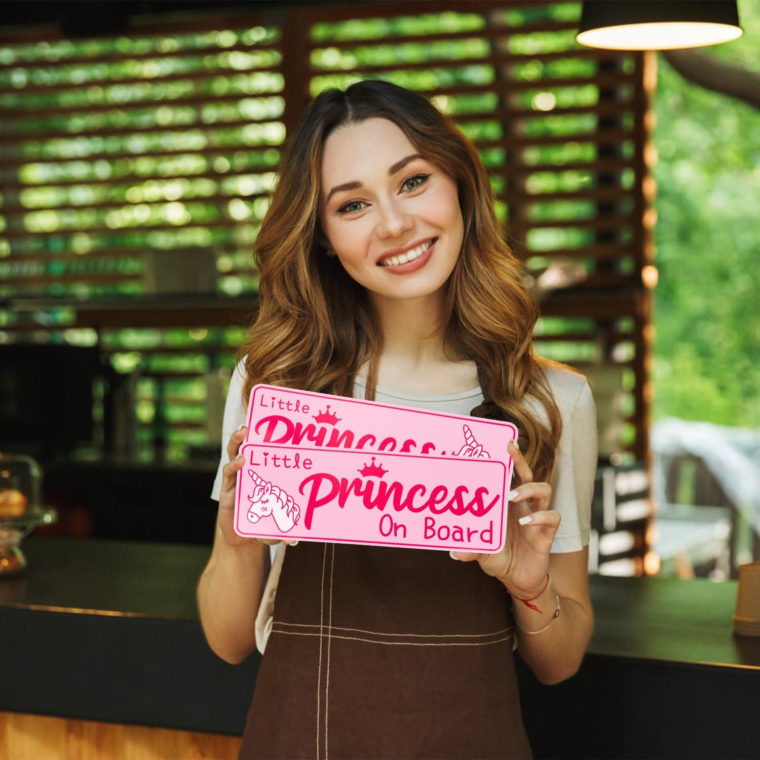 2Pcs Little Princess on Board Sticker, 10.24X3.94In Pink Self-Adhesive Baby on Board Sign Magnet Waterproof Car Magnet Sticker Car Warning Sticker for Truck Bumper Decoration