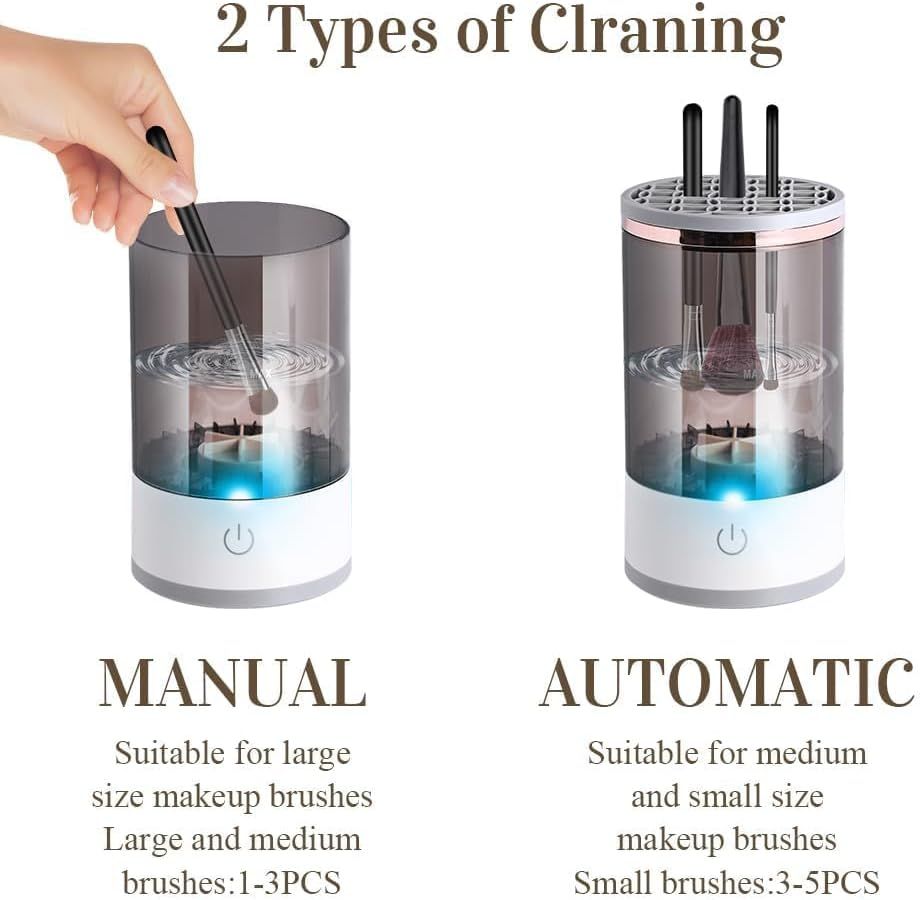 Wilaine Electric Makeup Brush Cleaner Portable Automatic Spinner Cosmetics Brushes Cleaning Tools for All Size Beauty Makeup Brushes Set Mit Makeup Brush Holder image number 5
