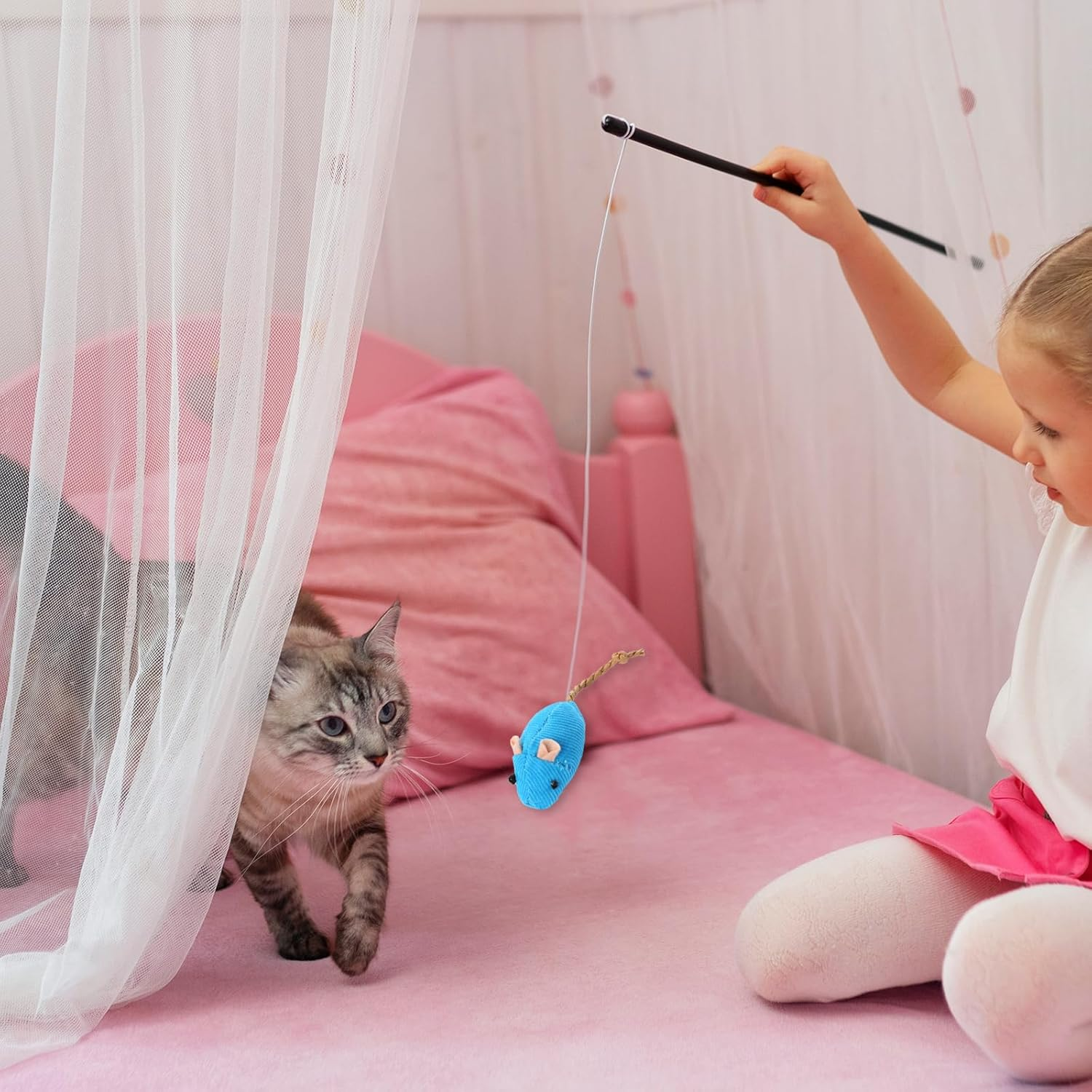 8 Pack Cat Mice Toys Interactive Toy Cats Mouse Plush Cat Toys Catnip Toy Biting Toys for Cats Mouse Shaped Toy for Indoor Cats Realistic Design 8 Color image number 1