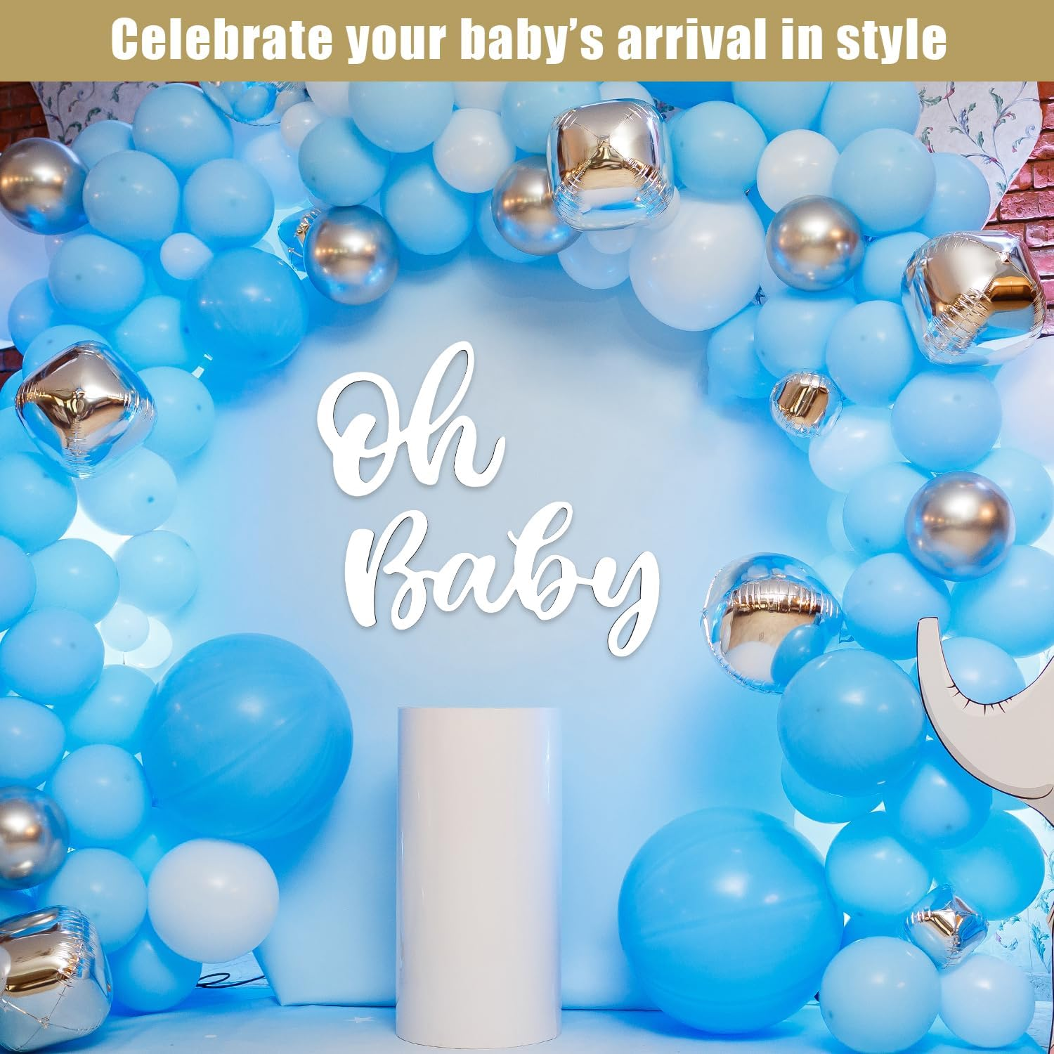 Oh Baby Wooden Sign for Backdrop, Wood Baby Shower Sign Cute Oh Baby Banner Decal Photo Props for Gender Reveal Party Baby Shower Decorations Boy Girls (White) image number 3