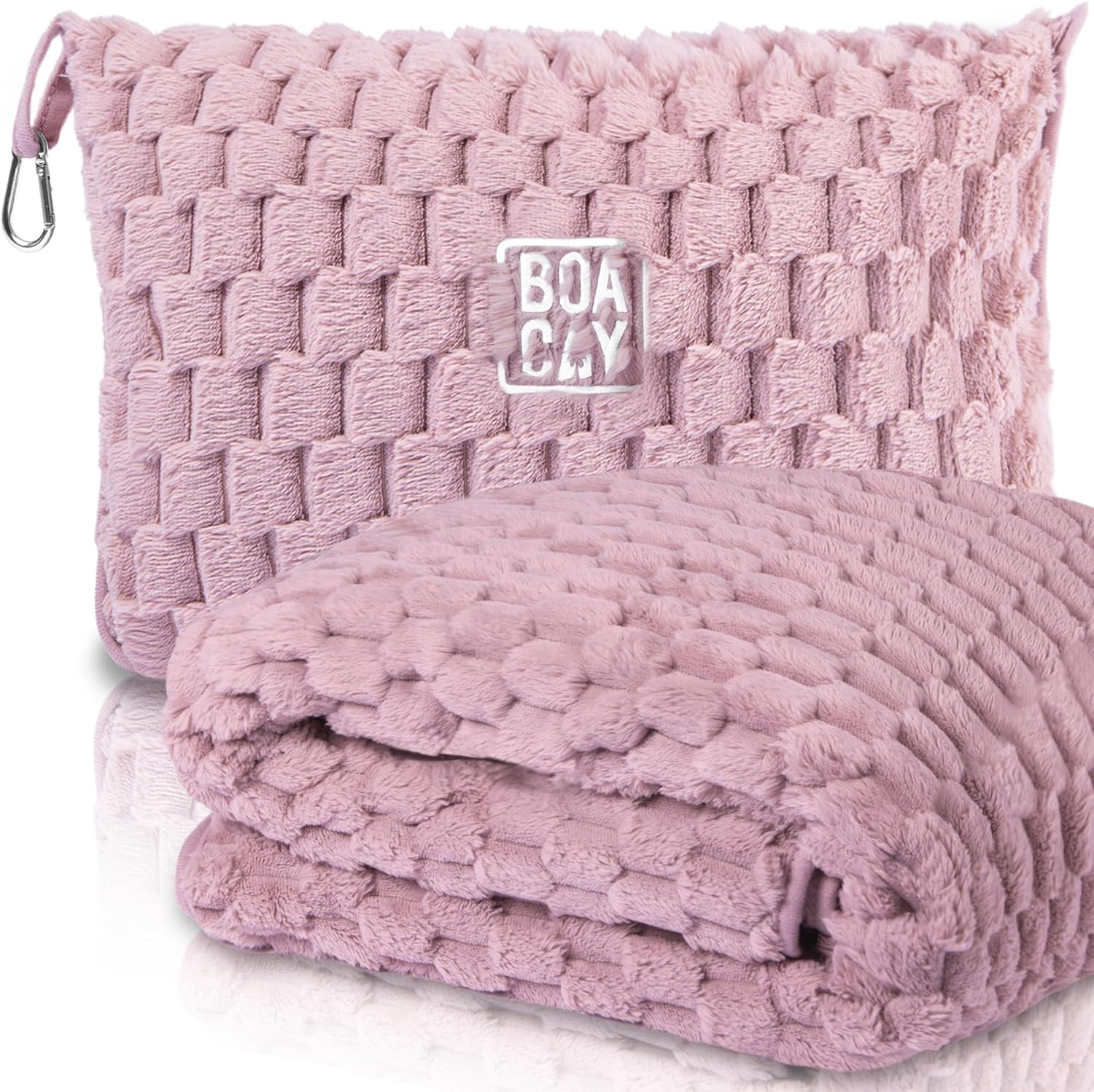 BOACAY Packable Travel Blanket for Airplane, Car - Compact Office Blanket - Portable Pillow for Adults, Kids with Case, Luggage Sleeve, Backpack Clip - Grey image number 5