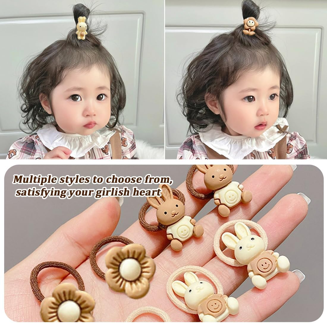 Pack of 20 Baby Girls Hair Bows Hair Bobbles Elastic Headband Ponytail Holder Cute Flower Hair Tie for Baby Girls Toddler Accessories image number 5