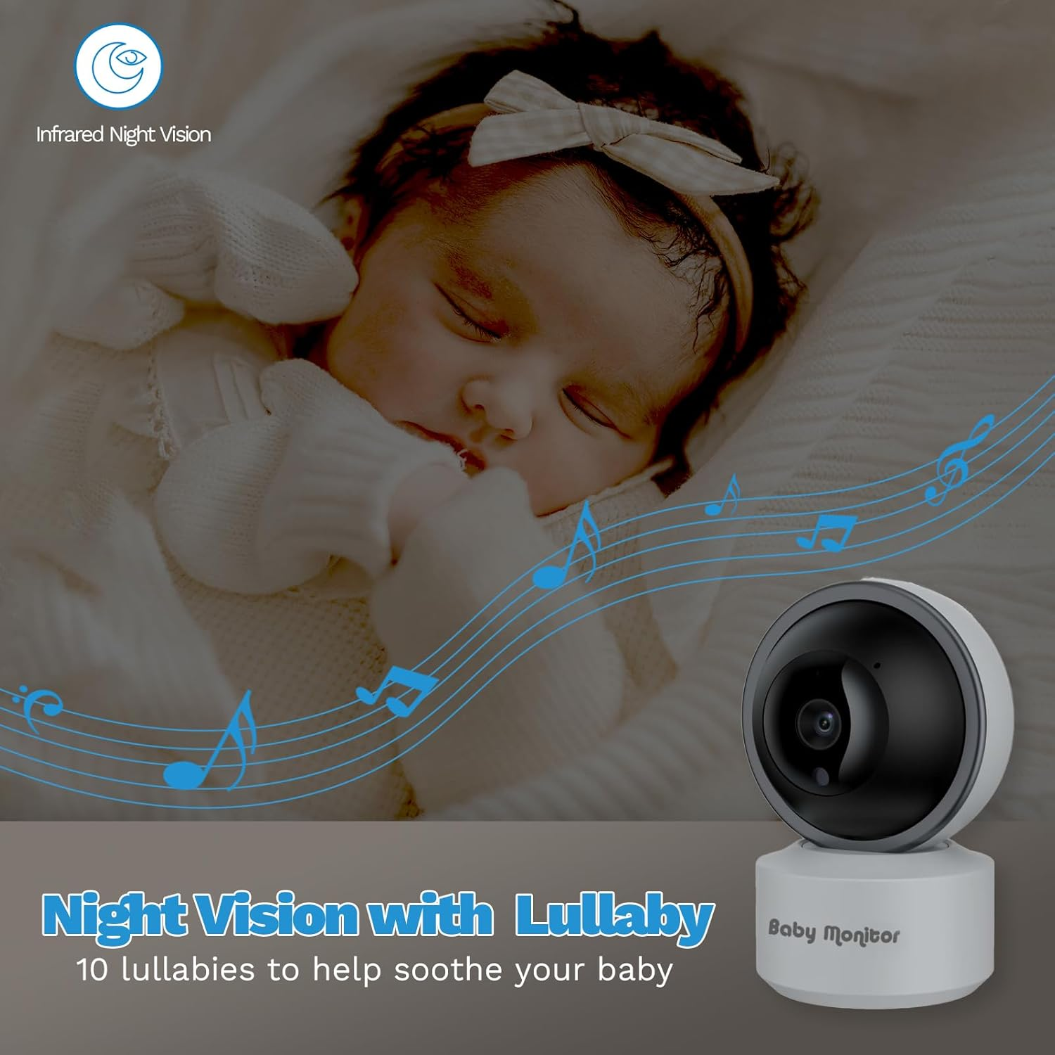 Video Baby Monitor with Camera, Cry Detection, Temp. Sensor, Night Vision, 4.3" Screen, 10 Lullabies, Baby Feeding Alert, Digital Zoom, Non-Wifi Baby Camera Monitor for Newborn Baby, Pets, Elderly