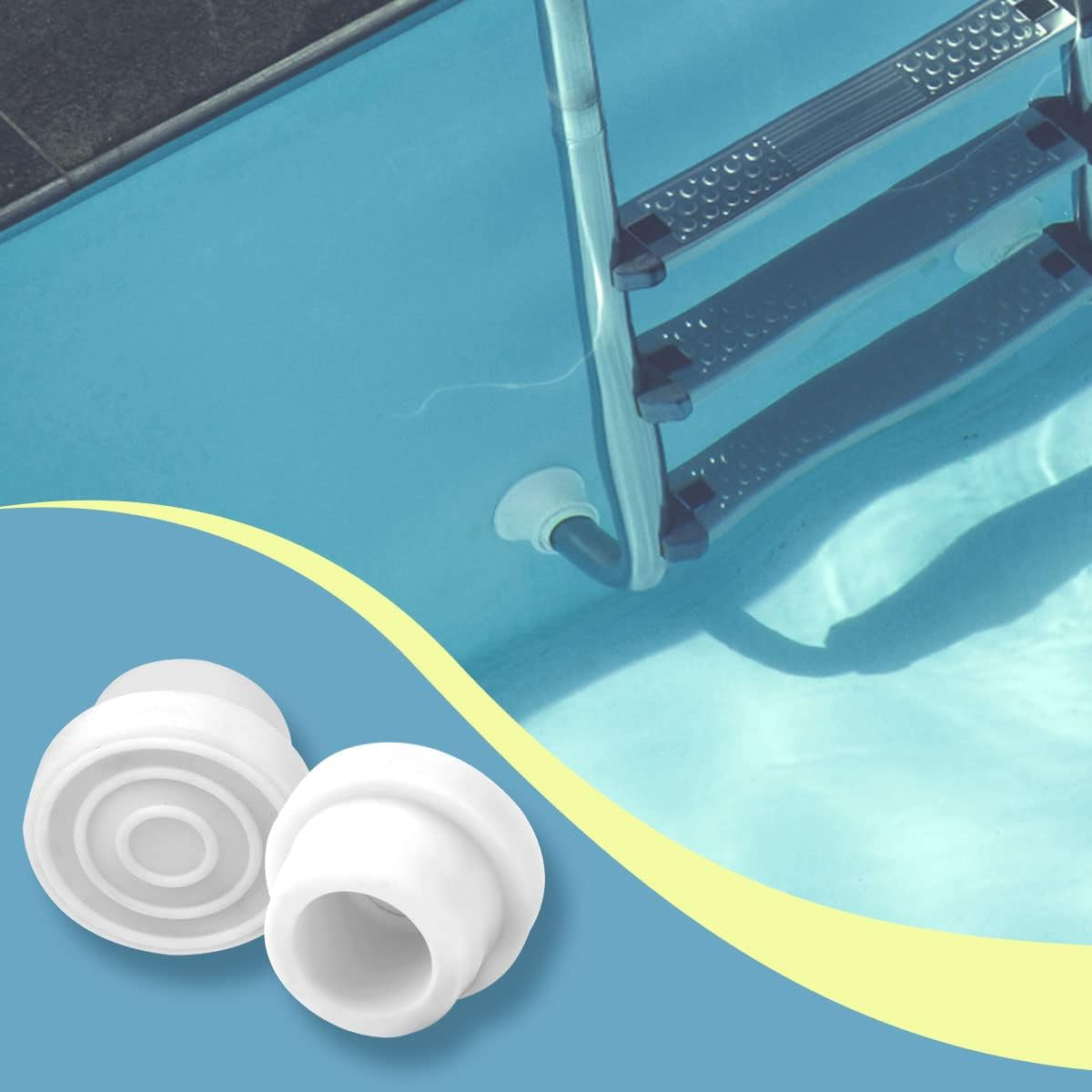 2Pcs Pool Ladder Bumpers, Rubber Pool Ladder Caps Pool Ladder Bumpers for Inground Pool Fit 1.9 Inch Standard Swimming Pool Ladder Tubing (White) image number 1