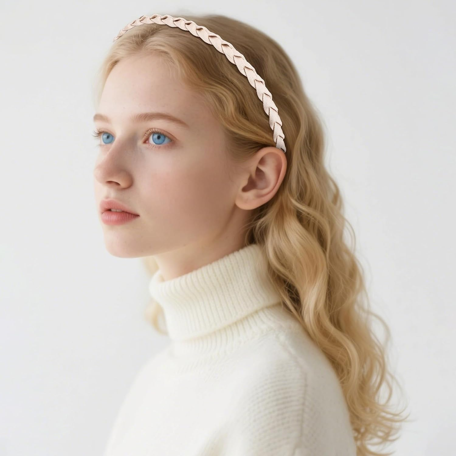 Gjinxi 6 Pack Braided Headbands for Women&Girls, Thin Headbands Non-Slip Head Bands for Women'S Braid Headband with Teeth Fashion Head Band Flexible Hairbands with Fabric Twisted Boho Hair Accessories image number 5