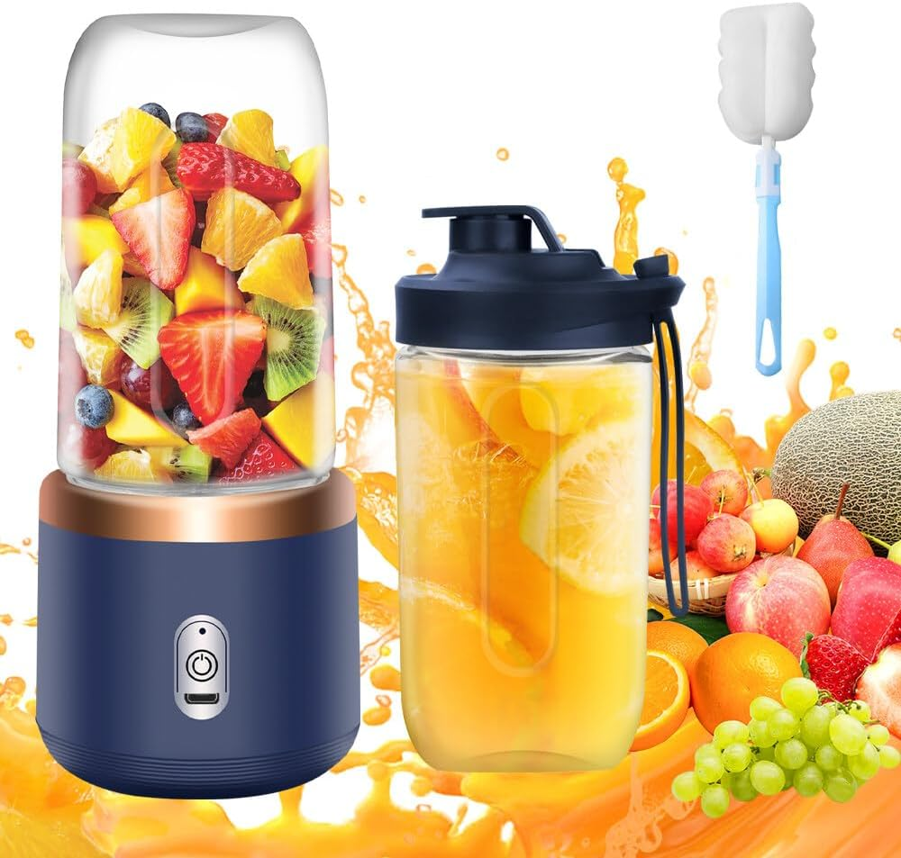 Portable Mixer, TGKYK 400 Ml Portable Blender with Cups, Brushes and 6 Blades, USB Charging Mixer, Smoothie Maker to Go, Stand Mixer, Small for Preparing Milkshakes, Juices, Smoothies image number 3