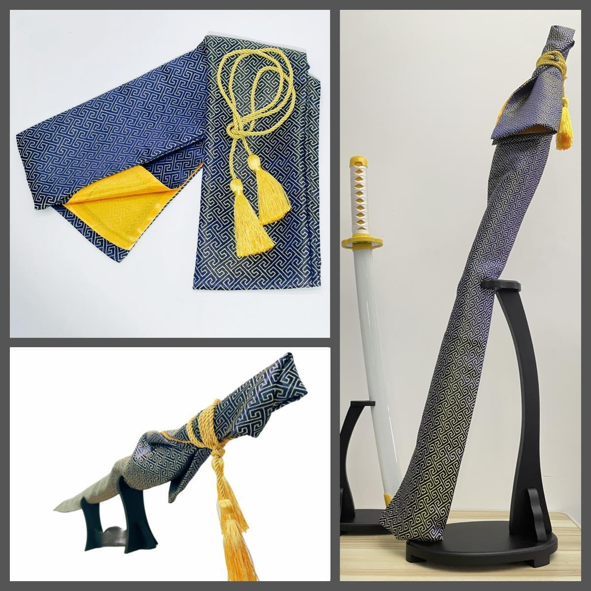 2Pcs Sword Bag 51Inch Synthetic Silk Katana Bag Sword Cover Carrying Case for Samurai Swords image number 6