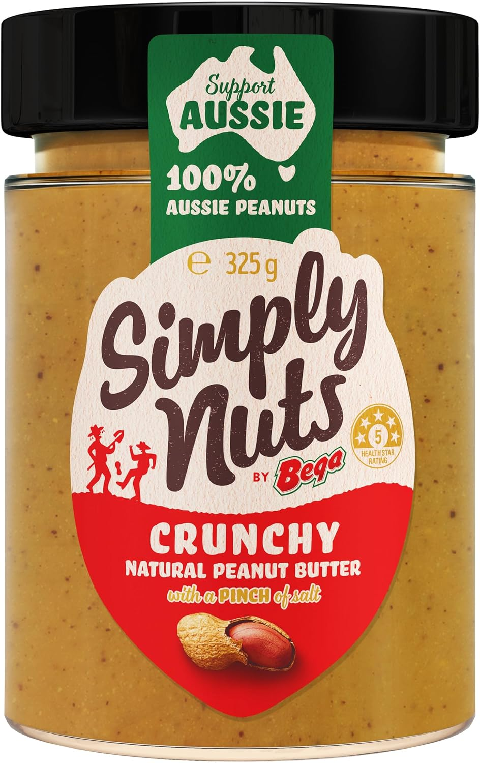 Bega Simply Nuts, Crunchy Natural Peanut Butter, with a Pinch of Salt, 100% Australian Peanuts, Jar 325G image number 5