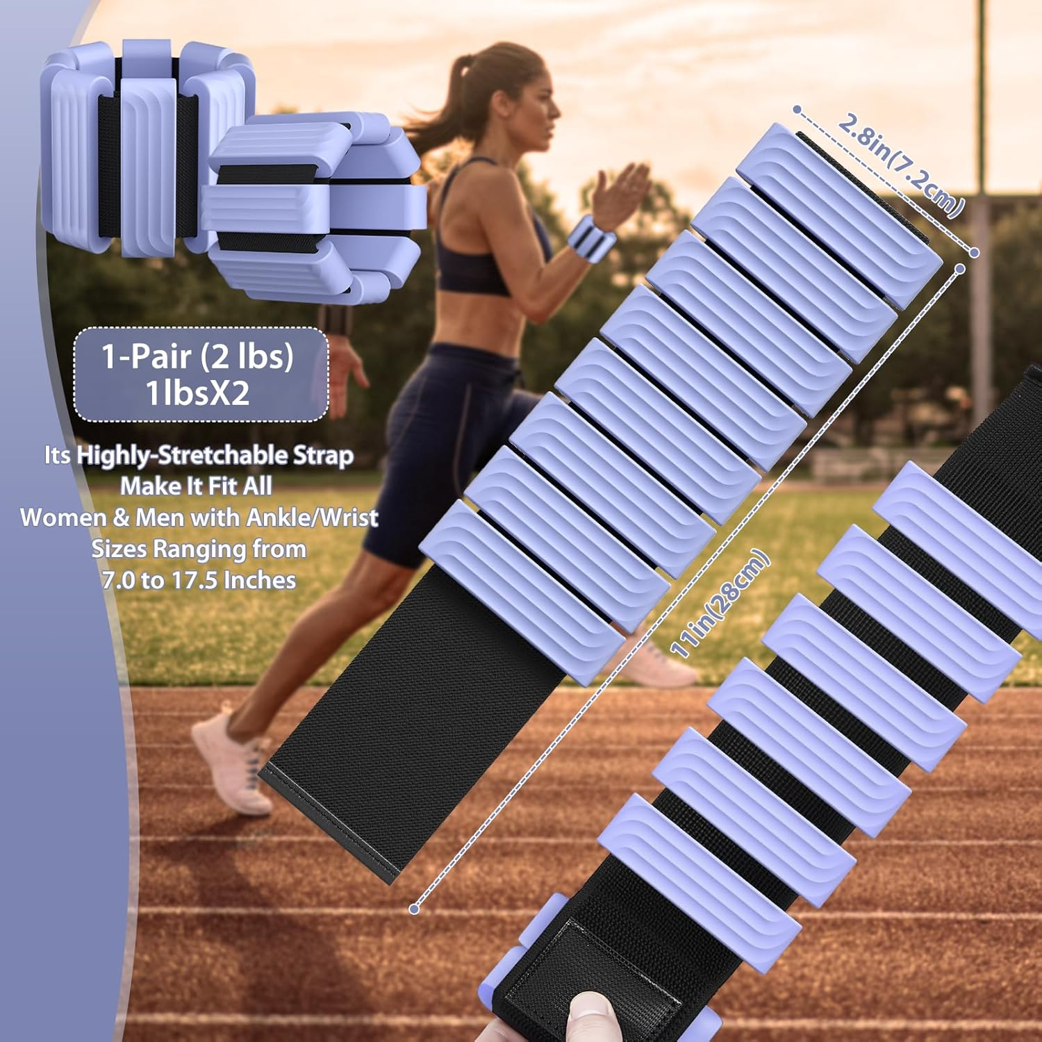 Adjustable Ankle Weights for Men-Pilates Wrist and Weighted Bangles for Women,2 Lbs Weighted Arm Bands Foot Leg Weights for Walking,Yoga, Training,Exercise, Running,Set of 2 image number 1