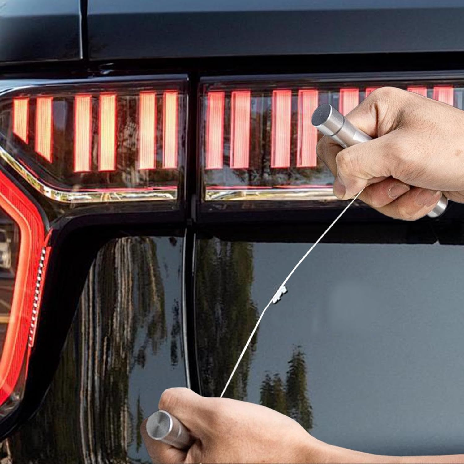 Car Emblem Removal Tool | Metal Vehicle Label Removal Kit,Auto Body Plateline Badge Removal and Spare Cord, Body Work Tools for Removing Vehicle Logos, Nameplates, Badges, Paste image number 2