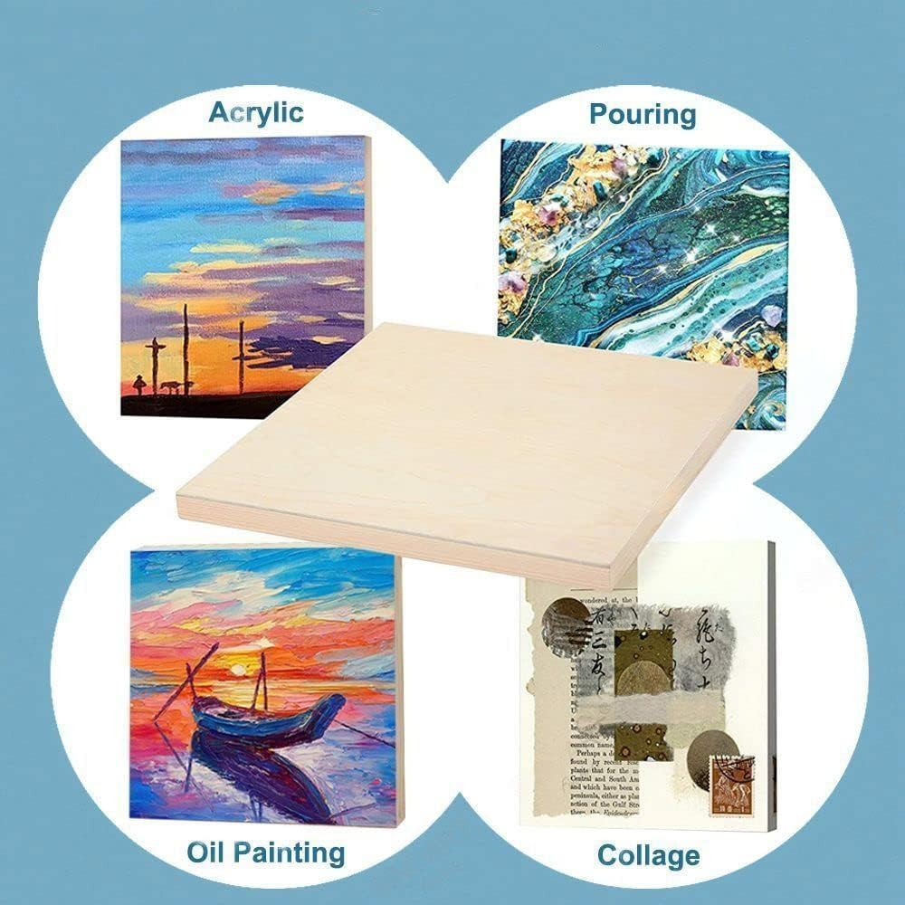 Elements of Art Wood Canvas Panel, 1 Piece of 12X12 Inch Birch Wood Paint Panel Board, Studio 3/4'' Deep, Cradled Wooden Painting Panel for Pouring Art, Crafts Paint, Mixed-Media Oils, Acrylics, Encaustic image number 5