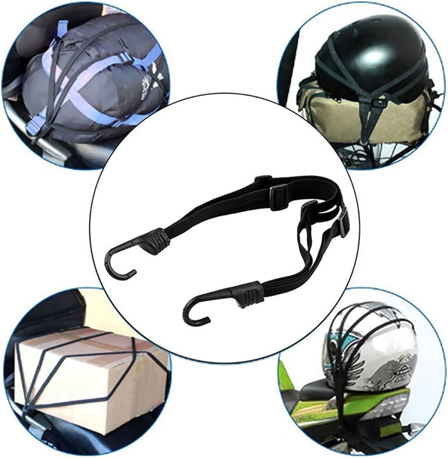 Motorcycle Cargo Net, 3 Pcs with Helmet Rubber Rope, 40Cm X 40Cm Elastic Bungee Net, Adjustable with Hooks for Motorbike, Bike, Roof, ATV image number 4
