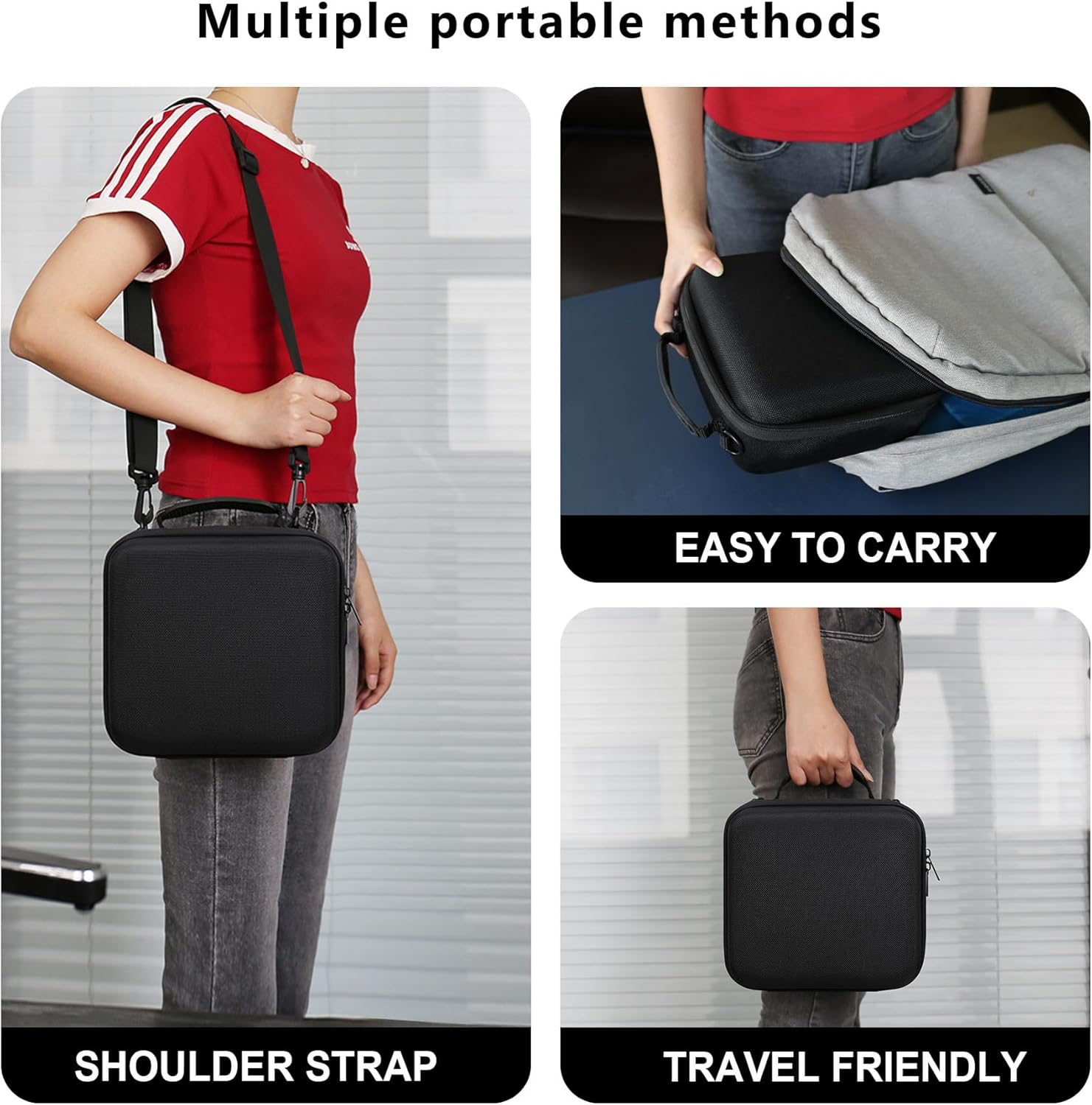 Supmay Hard Travel Case for Canon EOS Rebel T7 DSLR Camera/Eos R50 / R6 Mark II/ R100 / R50V / R8 / R7 / R10 Mirrorless Camera, Lens, Tripod with 3 Pieces of Dividers and Shoulder Strap, Black image number 3