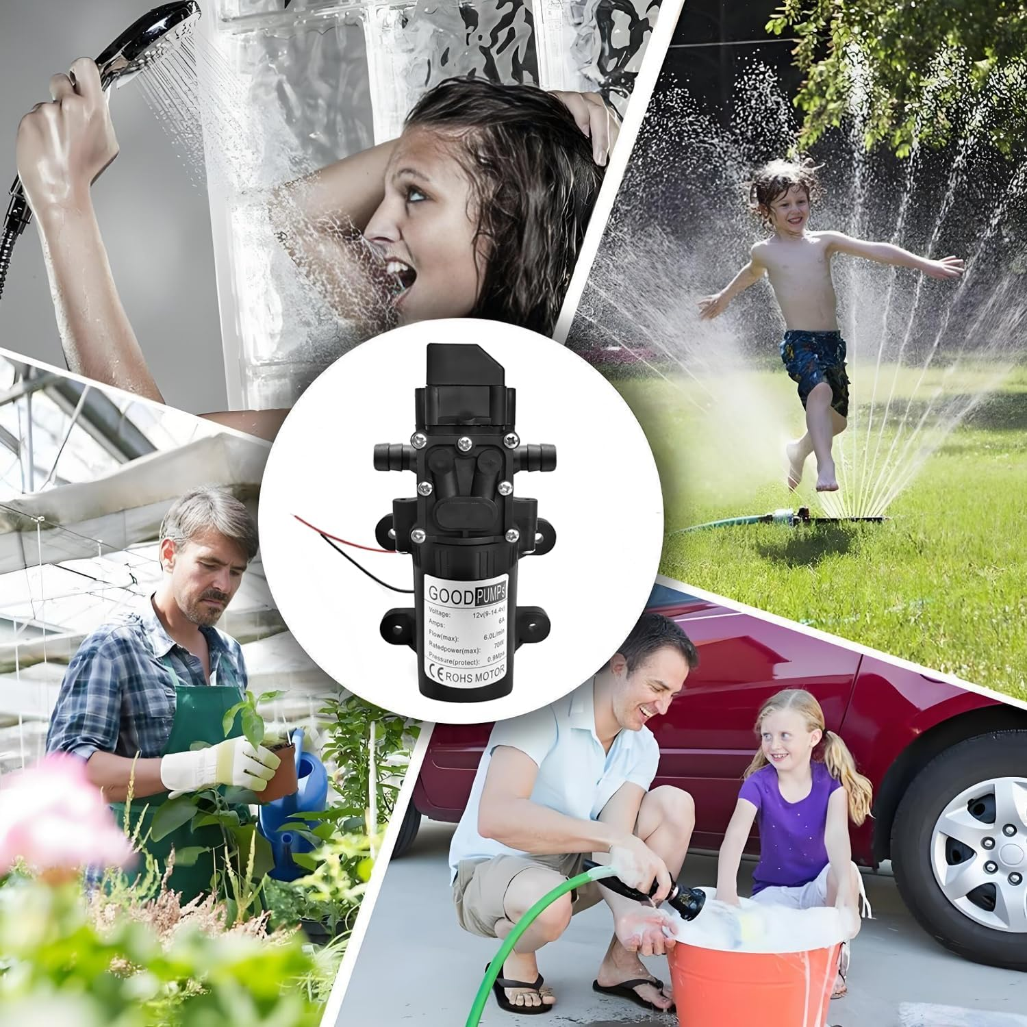 Yotsuba 12V Water Pump 6L/Min 70W 130PSI Pressure Self-Priming Caravan Camping Boat image number 3